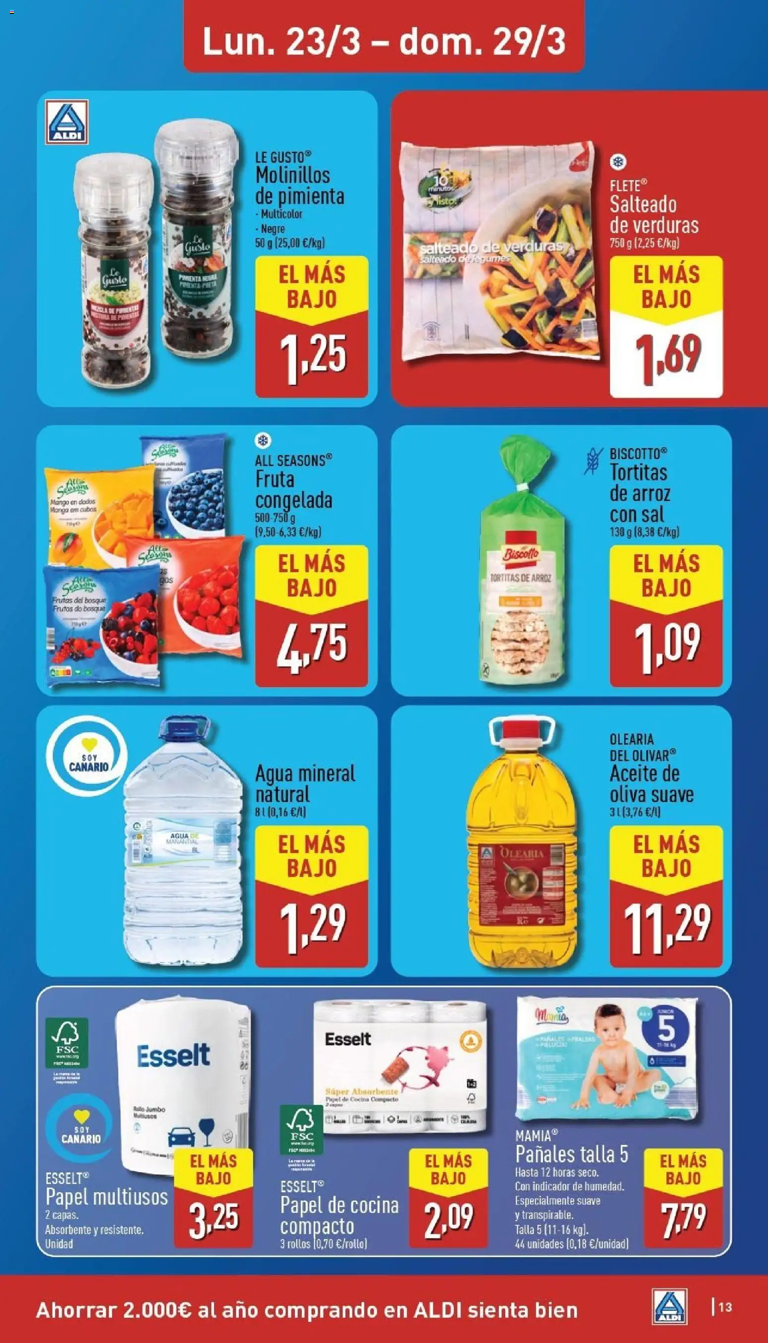 Aldi folleto Canarias │ válido desde el 23.03.2026 | Página: 13 | Productos: Aceite, Aceite de oliva, Cocina, Agua mineral