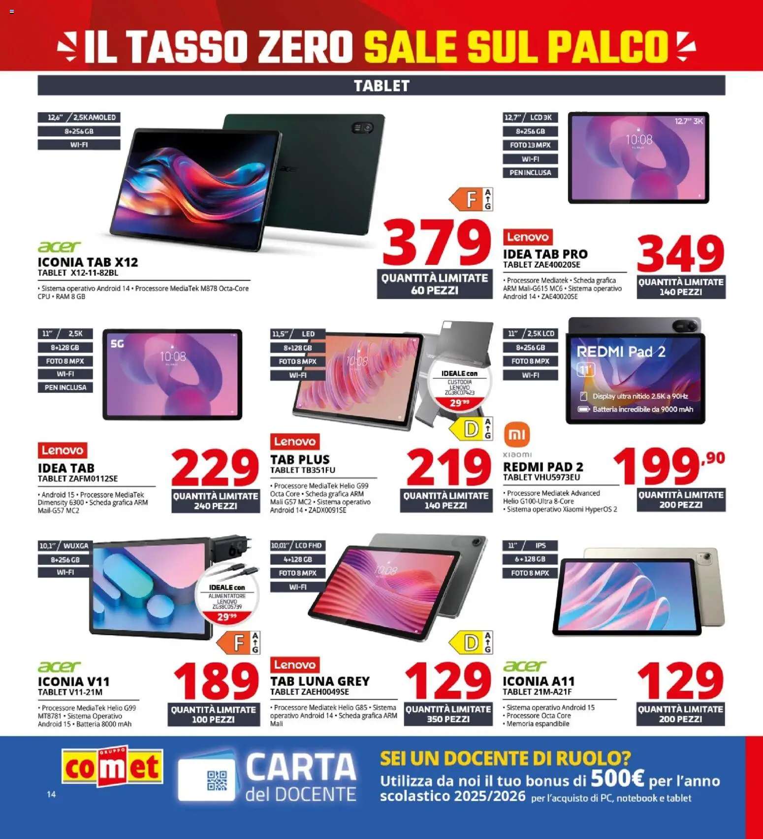 Volantino Comet del 19.02.2026 | Pagina: 14 | Prodotti: Notebook, Sale, Tablet, Batteria