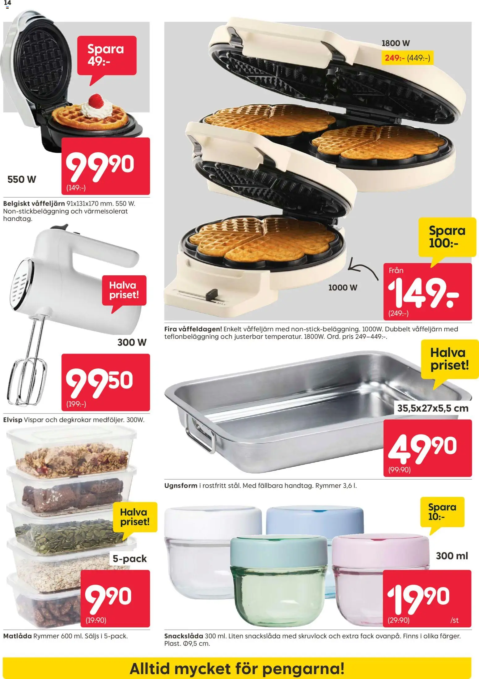 Rusta reklamblad aktuell från 09.03.2026 | Sida: 14 | Produkter: Matlåda, Våffeljärn, Elvisp