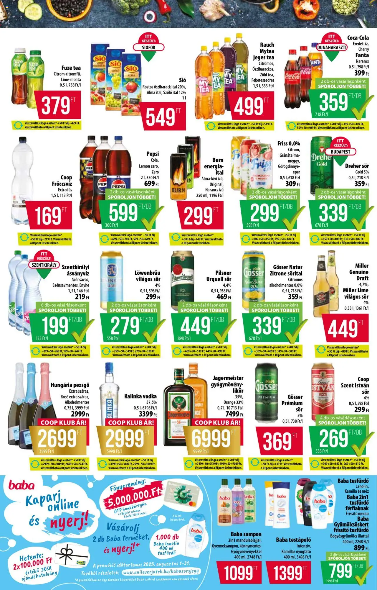 COOP akciós ujság - amely érvényes a következő dátumtól: 31.07.2025 | Oldal: 6 | Termékek: Pilsner urquell, Sör, Narancs, Eper
