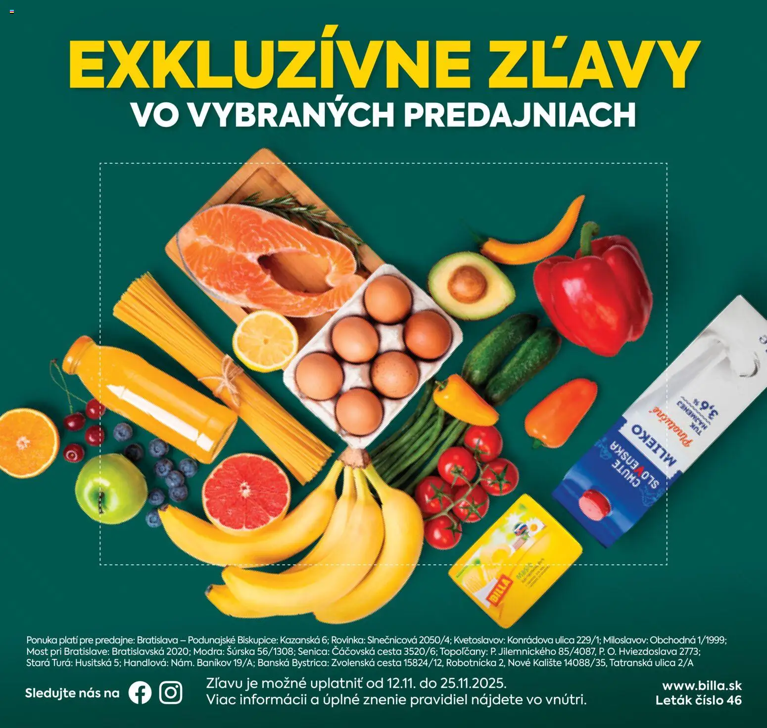 Nové Billa akcie – leták je platný od 12.11.2025 | Strana: 1 | Produkty: Mlieko