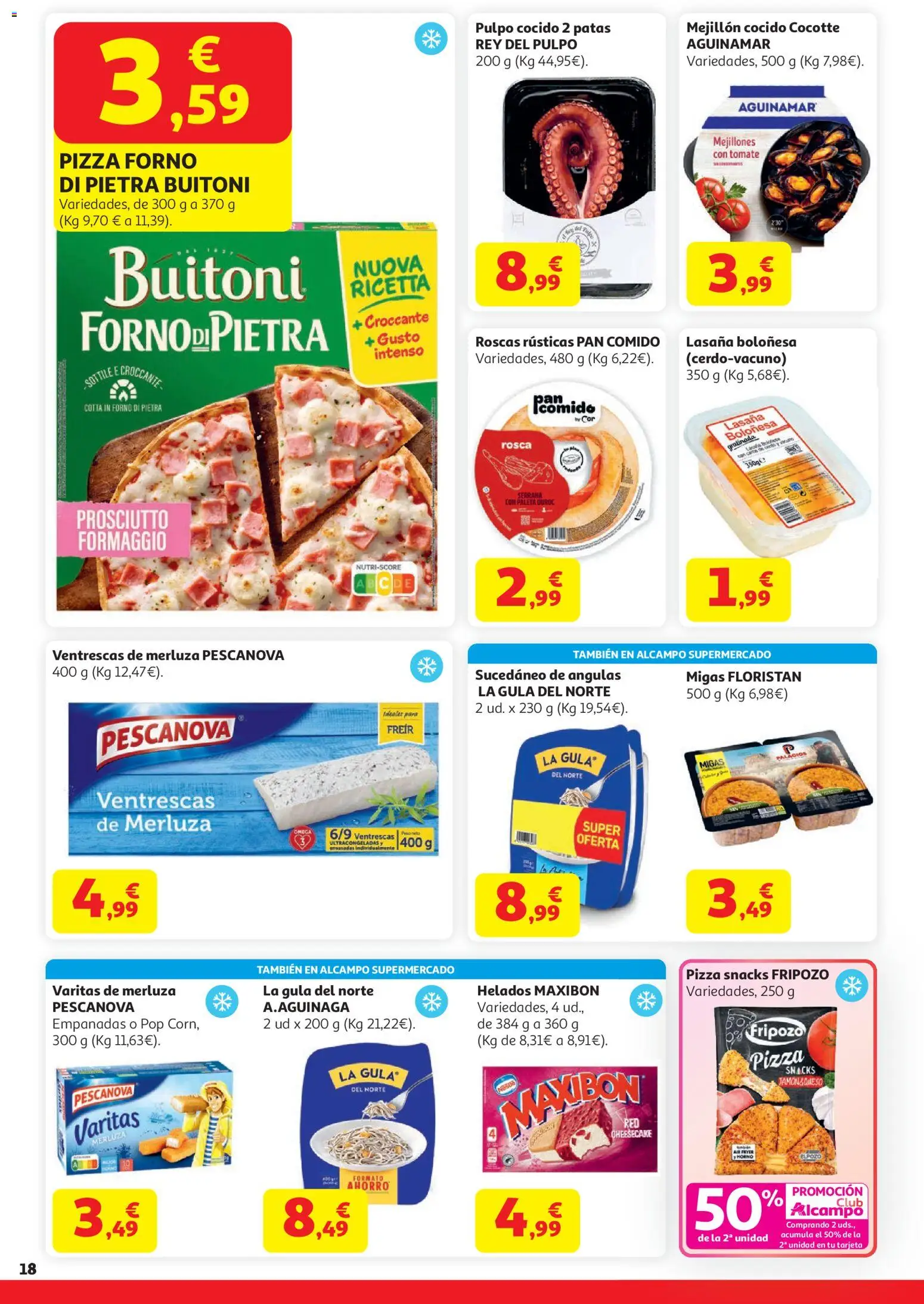 Alcampo  HG Unico Mad │ válido desde el 07.04.2026 | Página: 24 | Productos: Pan, Pizza, Lasaña