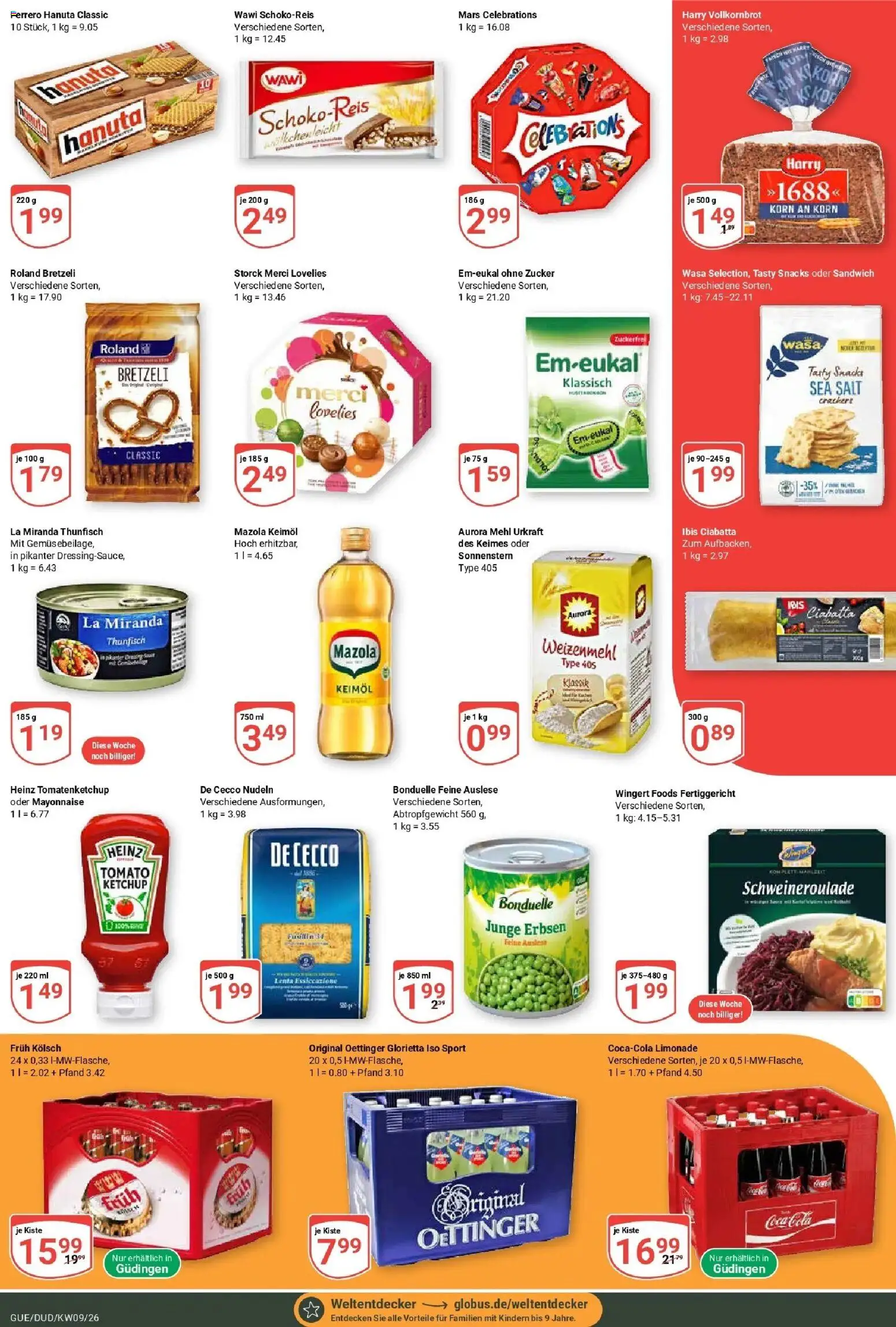 Globus Prospekt Saarbrücken-Güdingen – gültig ab 23.02.2026 | Seite: 4 | Produkte: Merci, Mehl, Mayonnaise, Nudeln