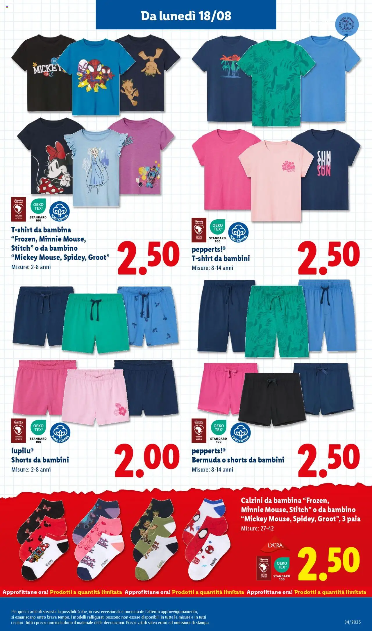 Volantino Lidl del 18.08.2025 | Pagina: 31 | Prodotti: Calzini, Bermuda, T-shirt