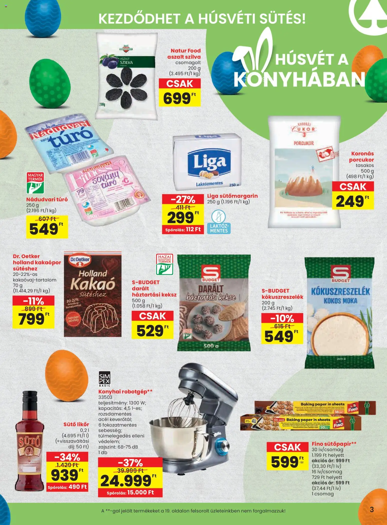 Spar akciós ujság - amely érvényes a következő dátumtól: 19.03.2026 | Oldal: 3 | Termékek: Sütő, Szilva, Likőr, Cukor