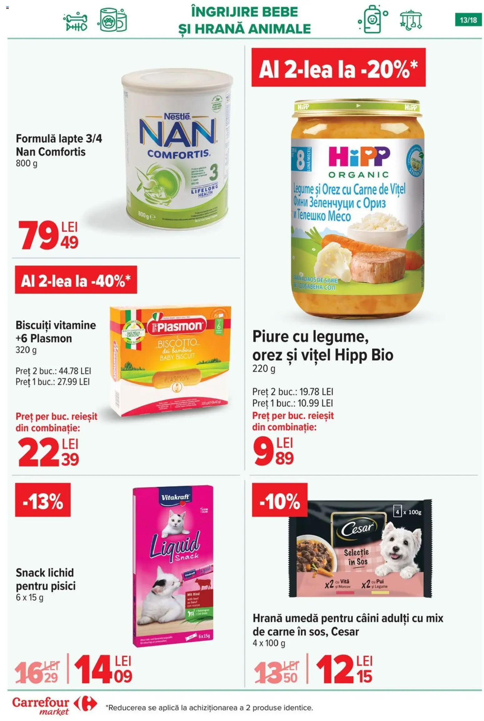 Noul catalog Carrefour – valabil de la 12.11.2025 | Pagină: 13 | Produse: Hacıyatmaz Kedi Oyuncağı, Biscuiți, Legume, Sos