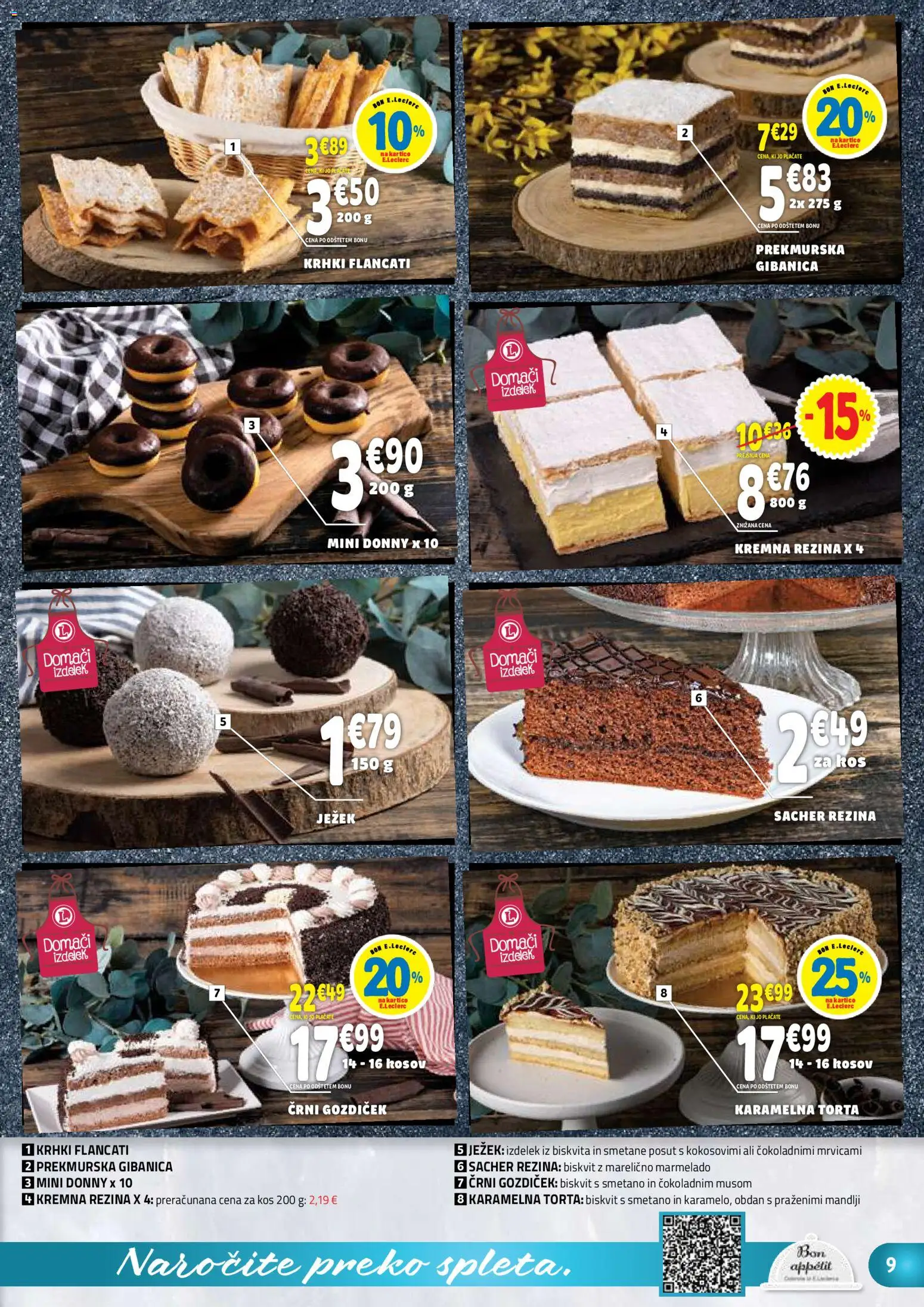 Novi E.leclerc katalog ponudbe – veljaven od 28.01.2026 | Stran: 9 | Izdelki: Mandlji, Torta, Kos
