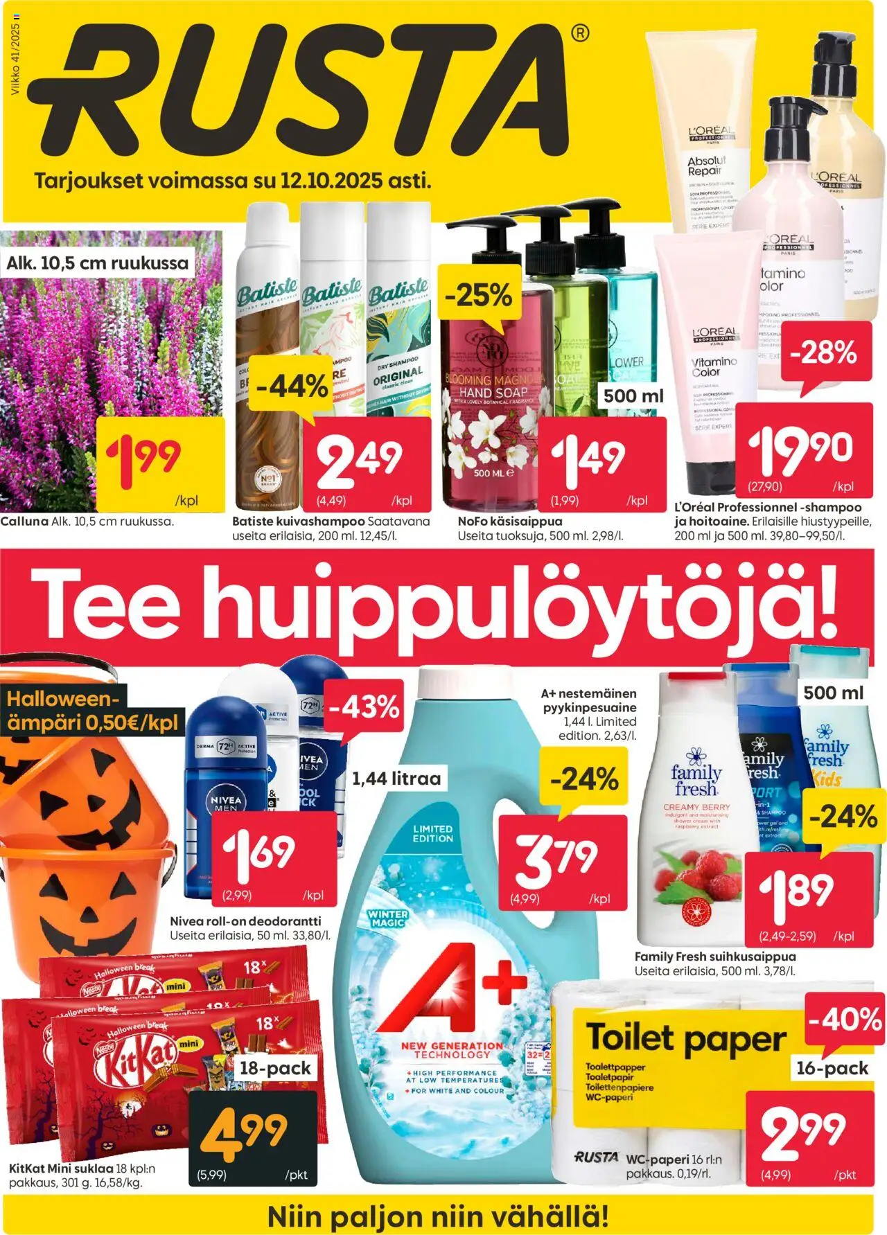 Rusta tarjoukset – voimassa 06.10.2025 alkaen | Sivu: 1 | Tuotteet: Shampoo, Deodorantti, Ämpäri, Kuivashampoo