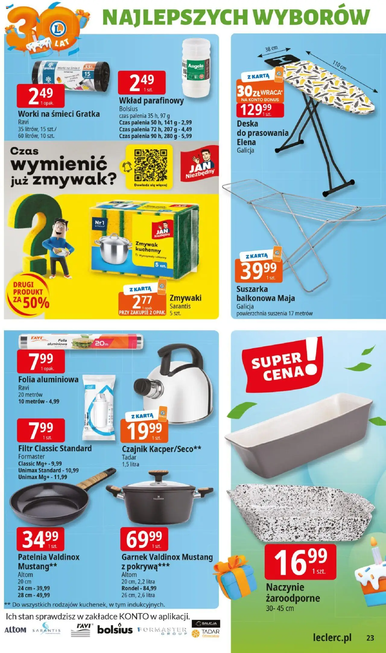 E.Leclerc Gazetka - Elbląg 30 lat od 02.06.2025 | Strona: 22 | Produkty: Karta, Suszarka, Czajnik, Naczynie żaroodporne