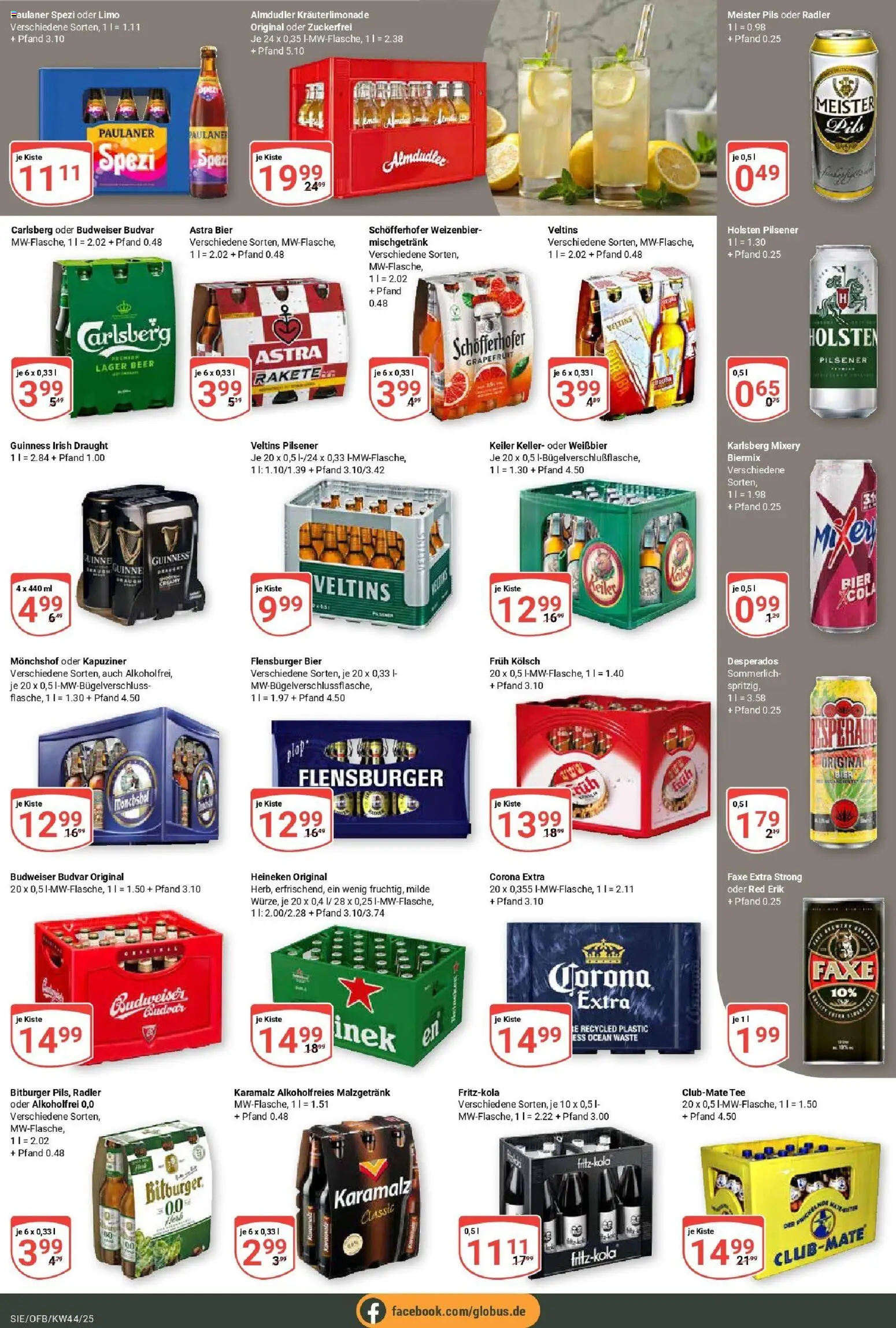 Globus prospekt Siegen	 – gültig ab 26.10.2025 | Seite: 22 | Produkte: Cola, Fritz kola, Desperados, Paulaner