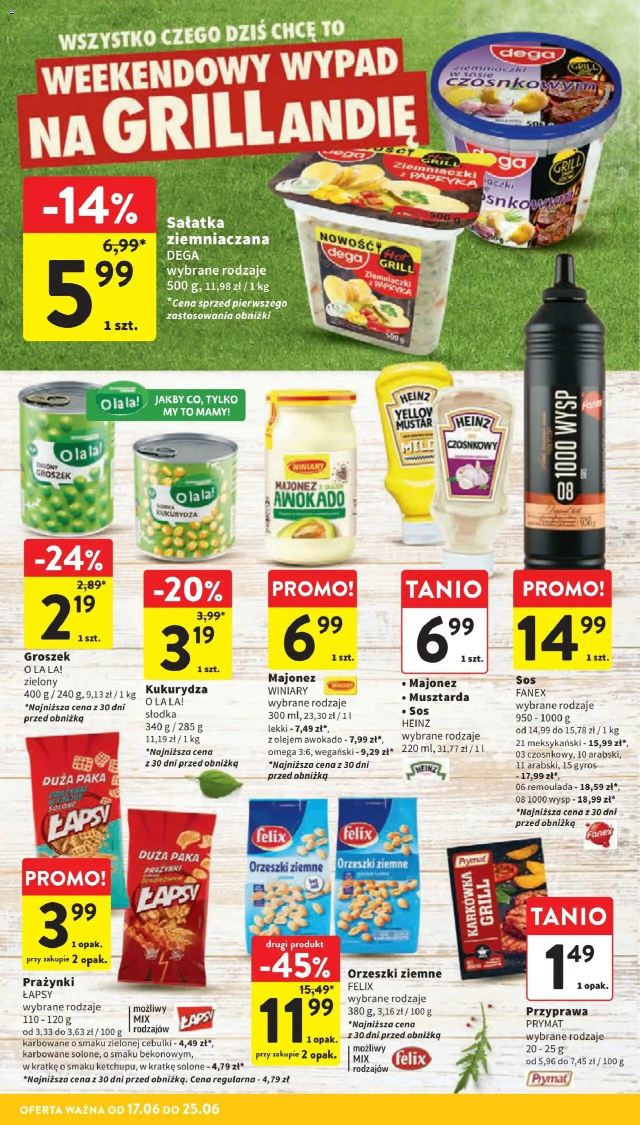 Intermarche Gazetka od 17.06.2025 | Strona: 18 | Produkty: Groszek, Karkówka, Ziemniaczki, Orzeszki ziemne