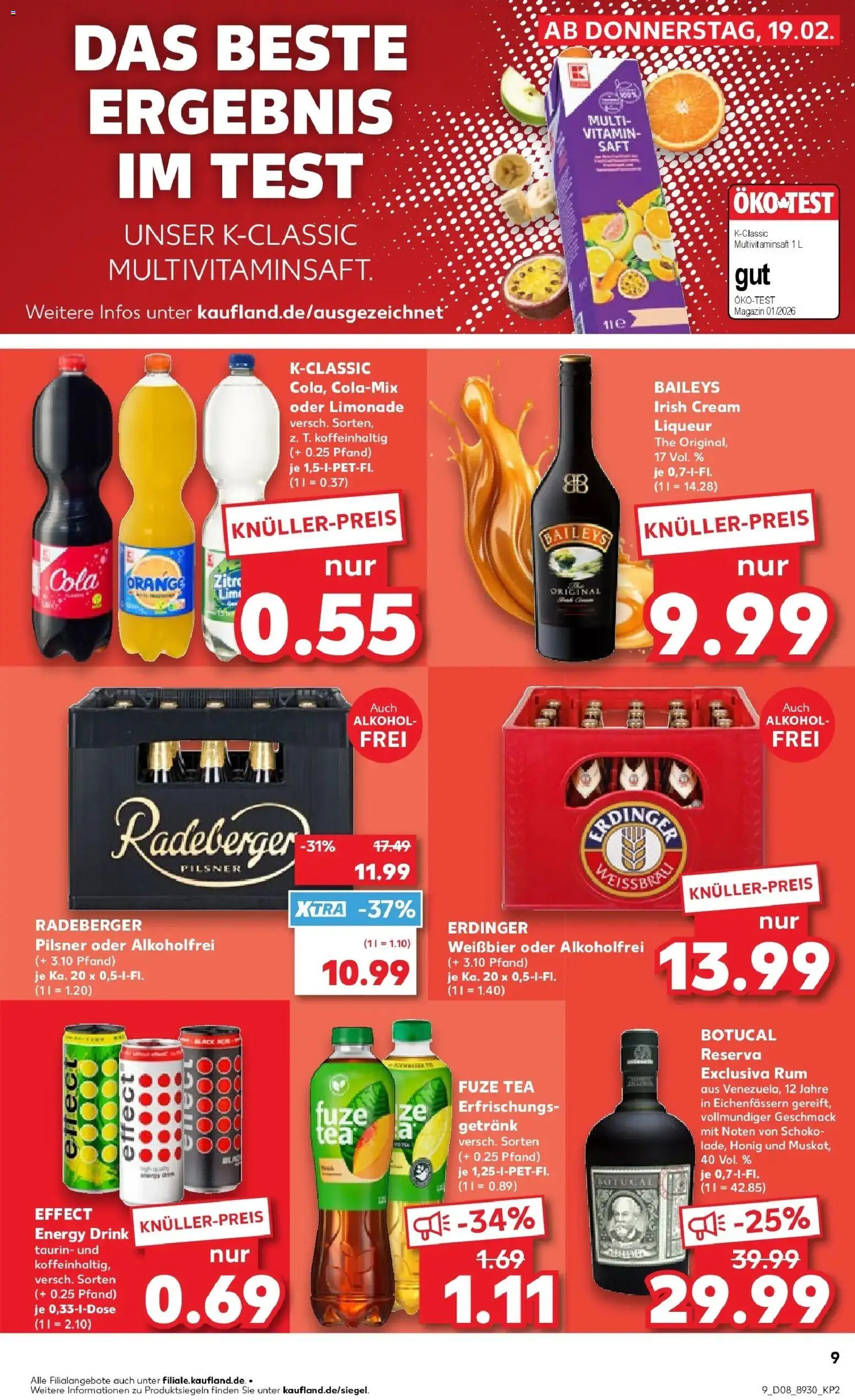 Kaufland prospekt Waldshut-Tiengen	 – gültig ab 19.02.2026 | Seite: 25 | Produkte: Erdinger, Cola, Baileys, Saft