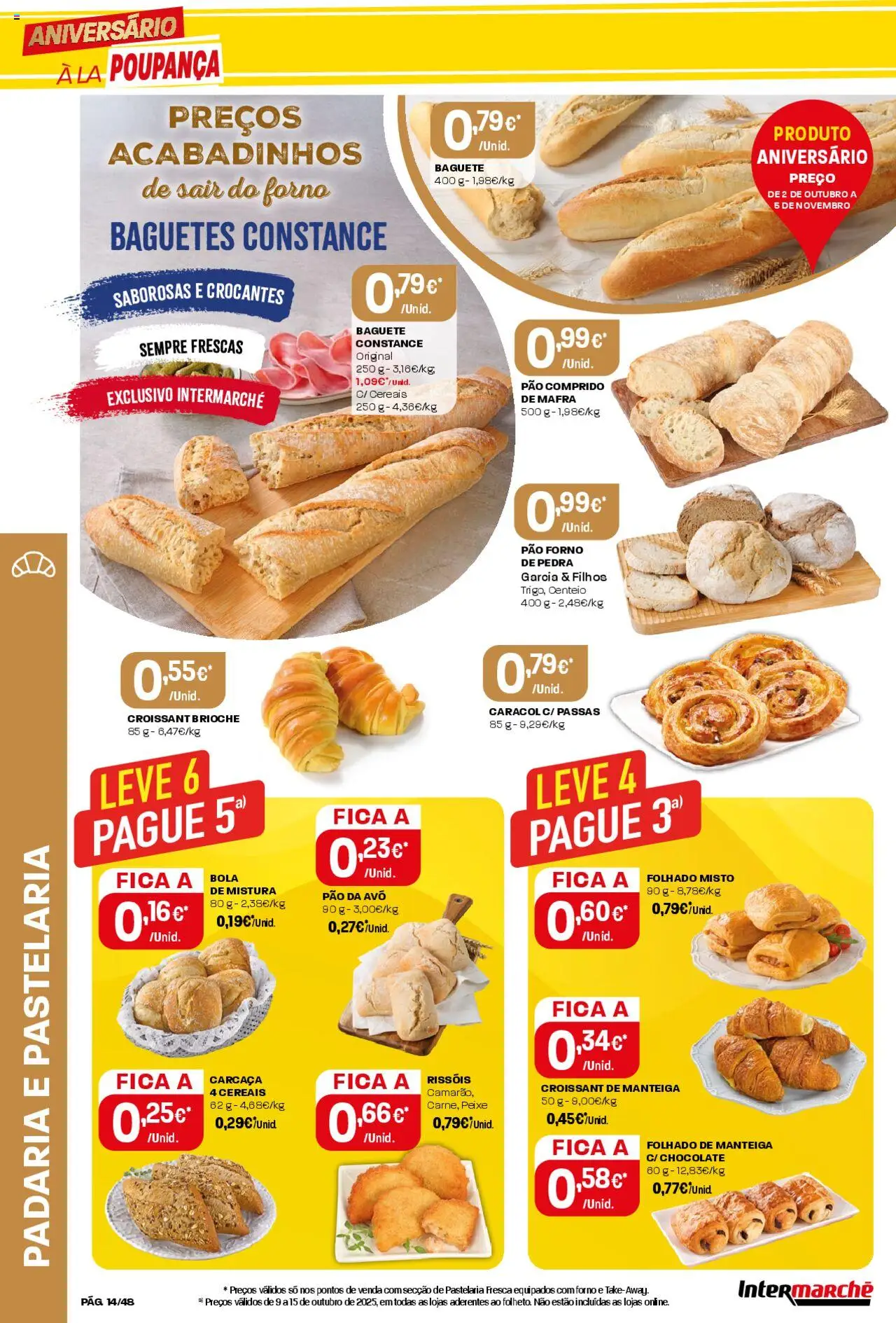 Intermarché folheto │ válido de 09.10.2025 | Página: 14 | Produtos: Centeio, Manteiga, Pão, Peixe