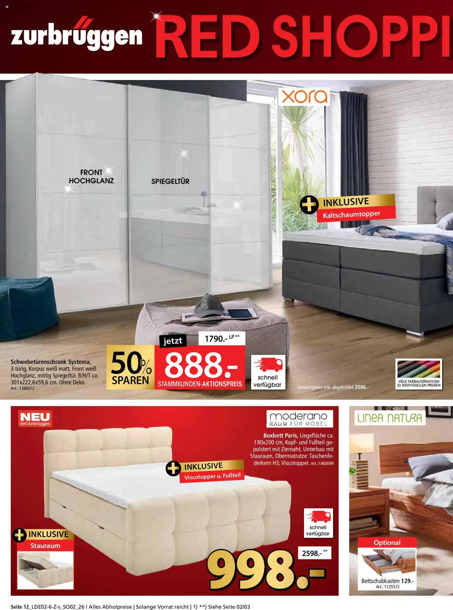 Zurbrüggen Red Shopping Week – gültig ab 13.02.2026 | Seite: 12 | Produkte: Schwebetürenschrank