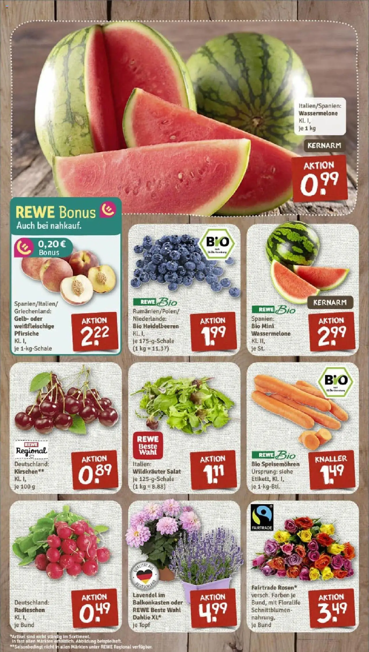 Rewe prospekt Frankfurt / Heddernheim	 - gültig ab dem 29.06.2025 | Seite: 3 | Produkte: Kirschen, Heidelbeeren, Lavendel, Salat
