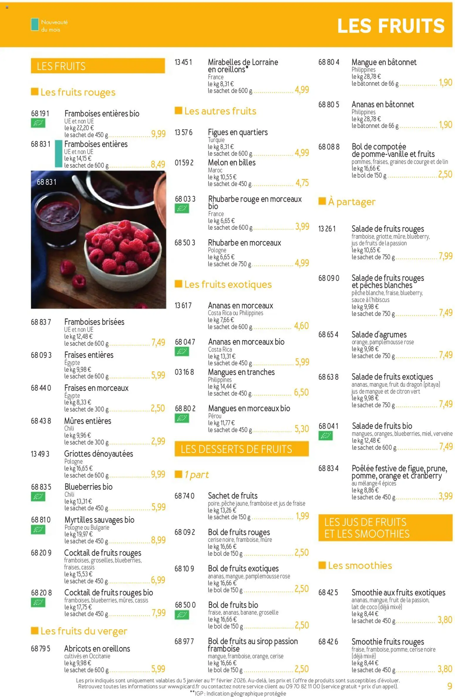 {H1} | Page: 9 | Produits: Citron, Orange, Pamplemousse, Lait de coco