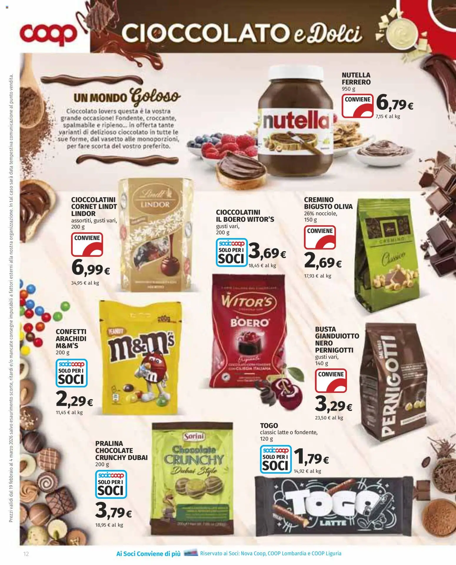 Volantino COOP del 19.02.2026 | Pagina: 12 | Prodotti: Cioccolato, Latte, Nutella, Arachidi