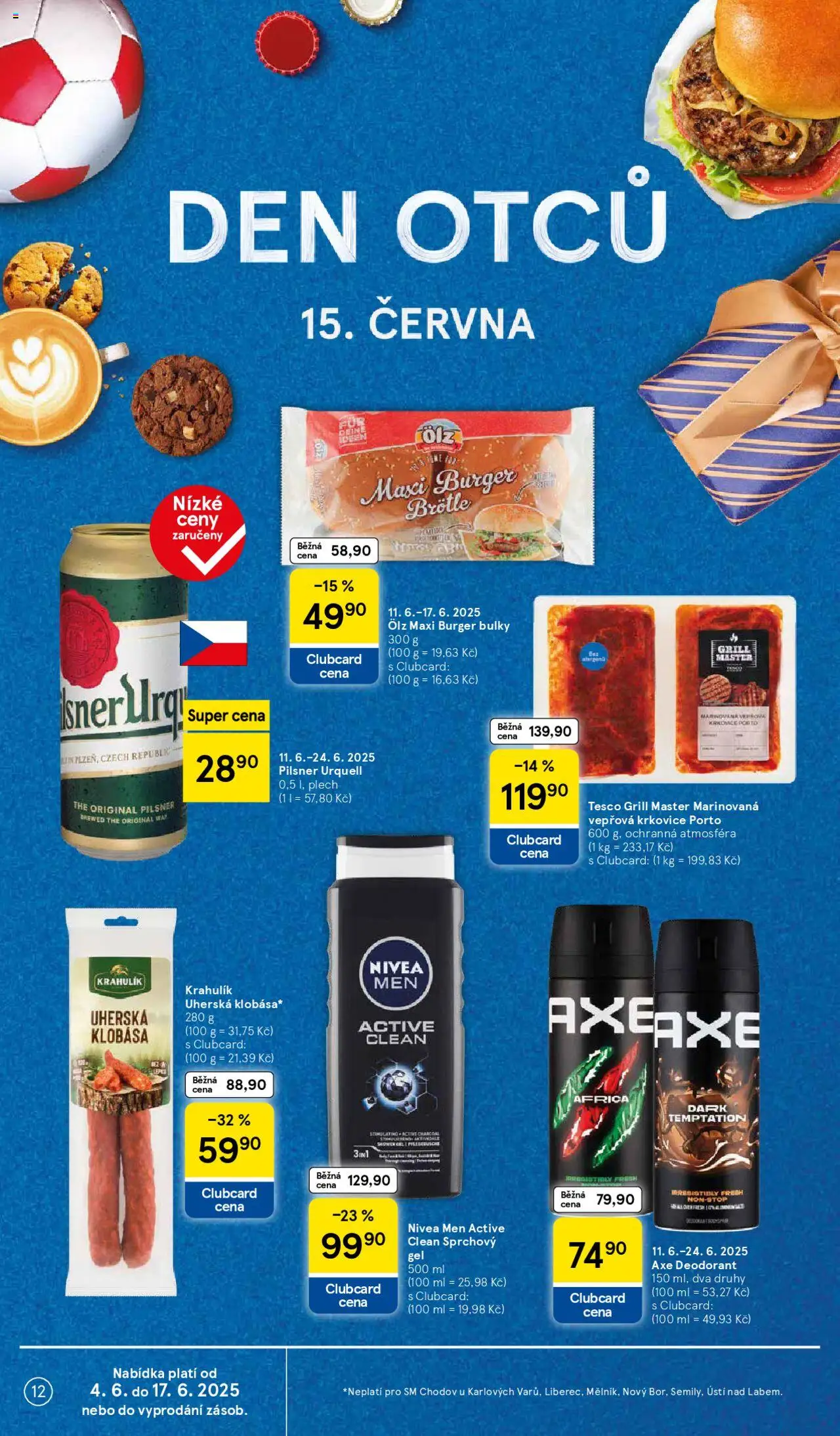Tesco leták - Supermarket od 11.06.2025 | Strana: 12 | Produkty: Nivea, Klobása, Plech, Krkovice