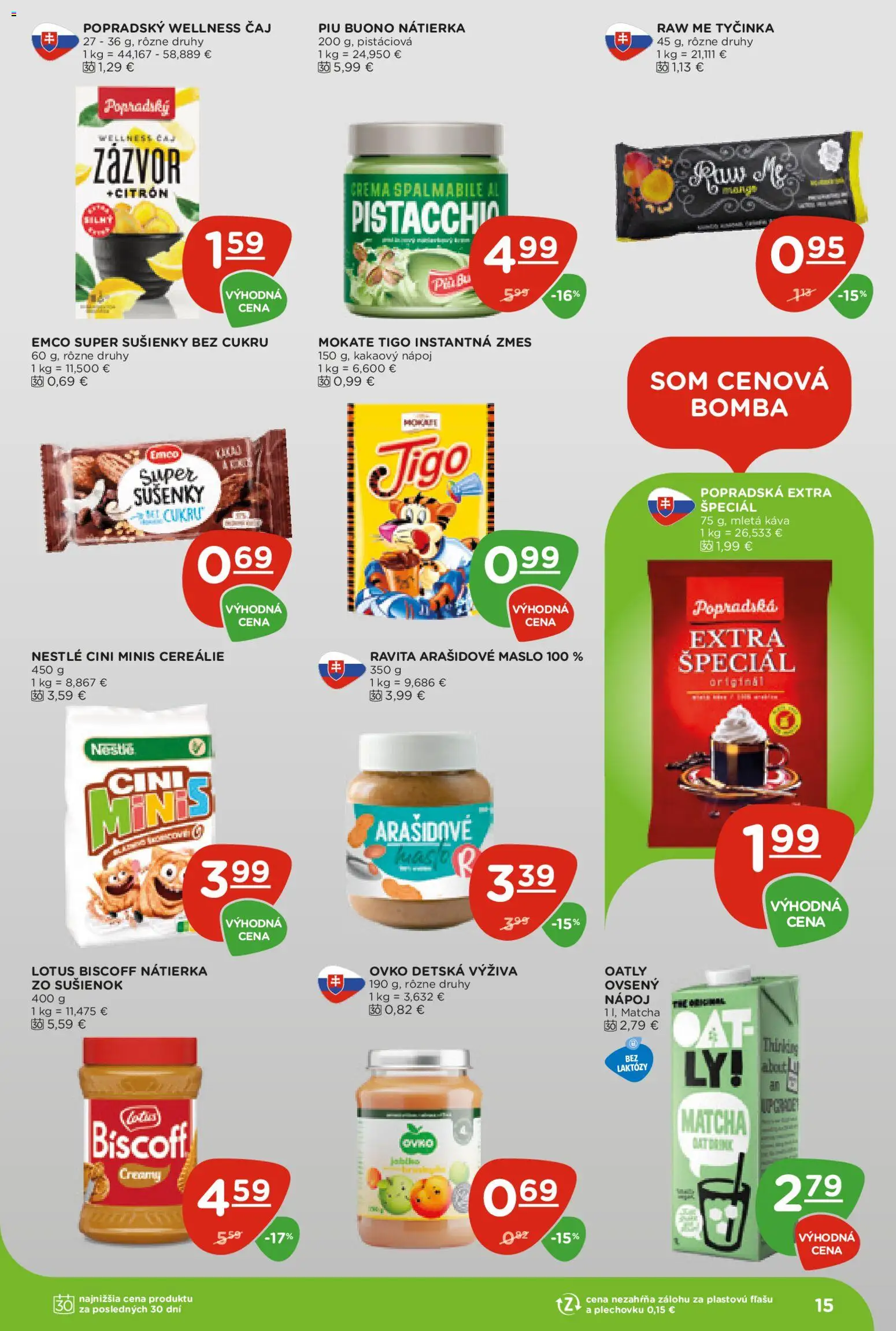 Nové Terno akcie – leták je platný od 30.04.2026 | Strana: 15 | Produkty: Maslo, Čaj, Cereálie, Kakao