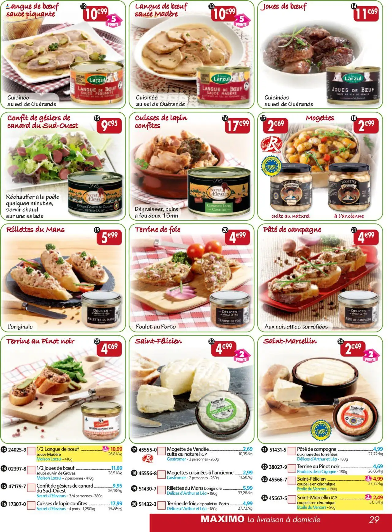 {H1} | Page: 29 | Produits: Salade, Noisettes, Langue de bœuf, Vin