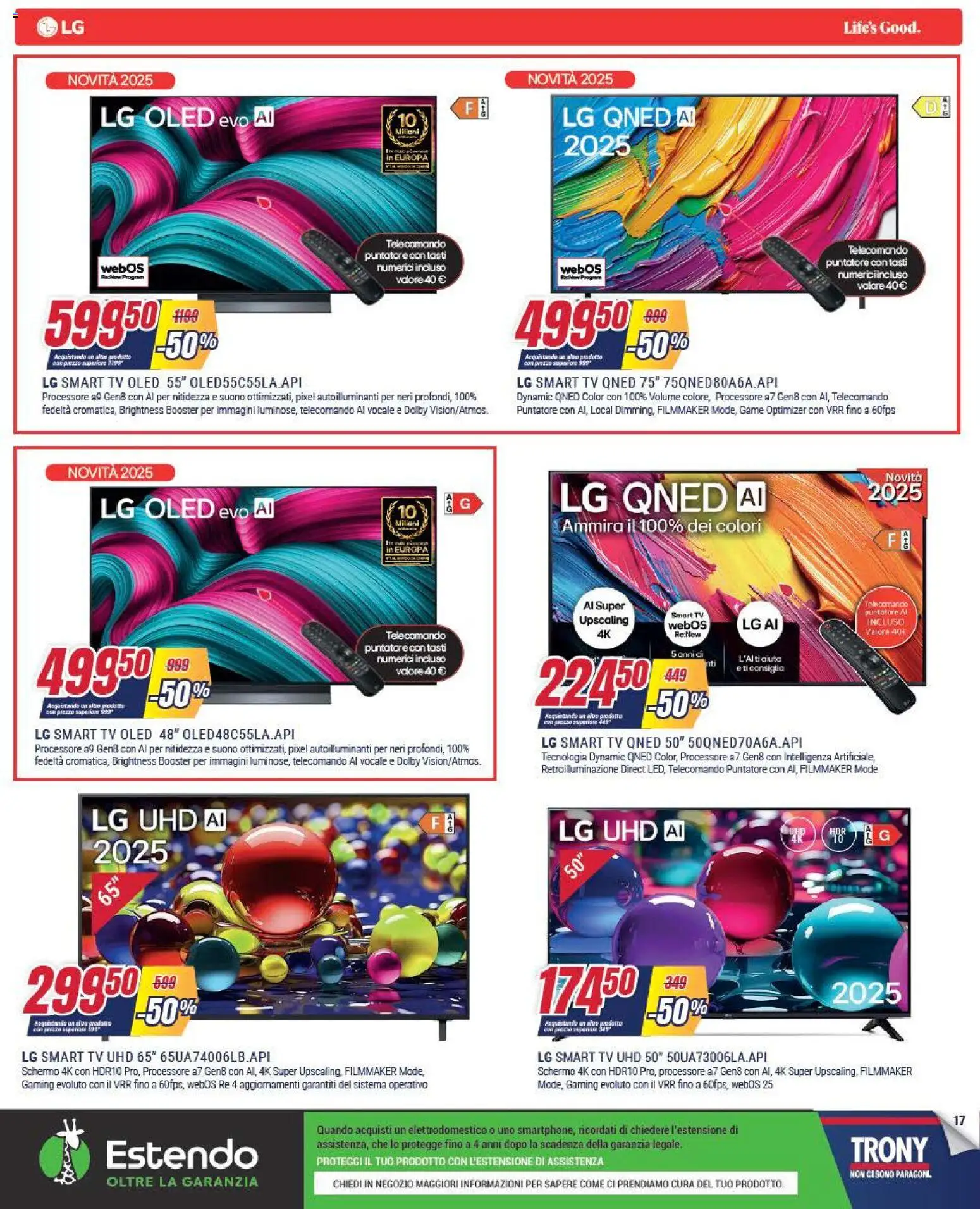 Volantino Trony del 04.12.2025 | Pagina: 17 | Prodotti: Schermo, Telecomando, smart TV, TV
