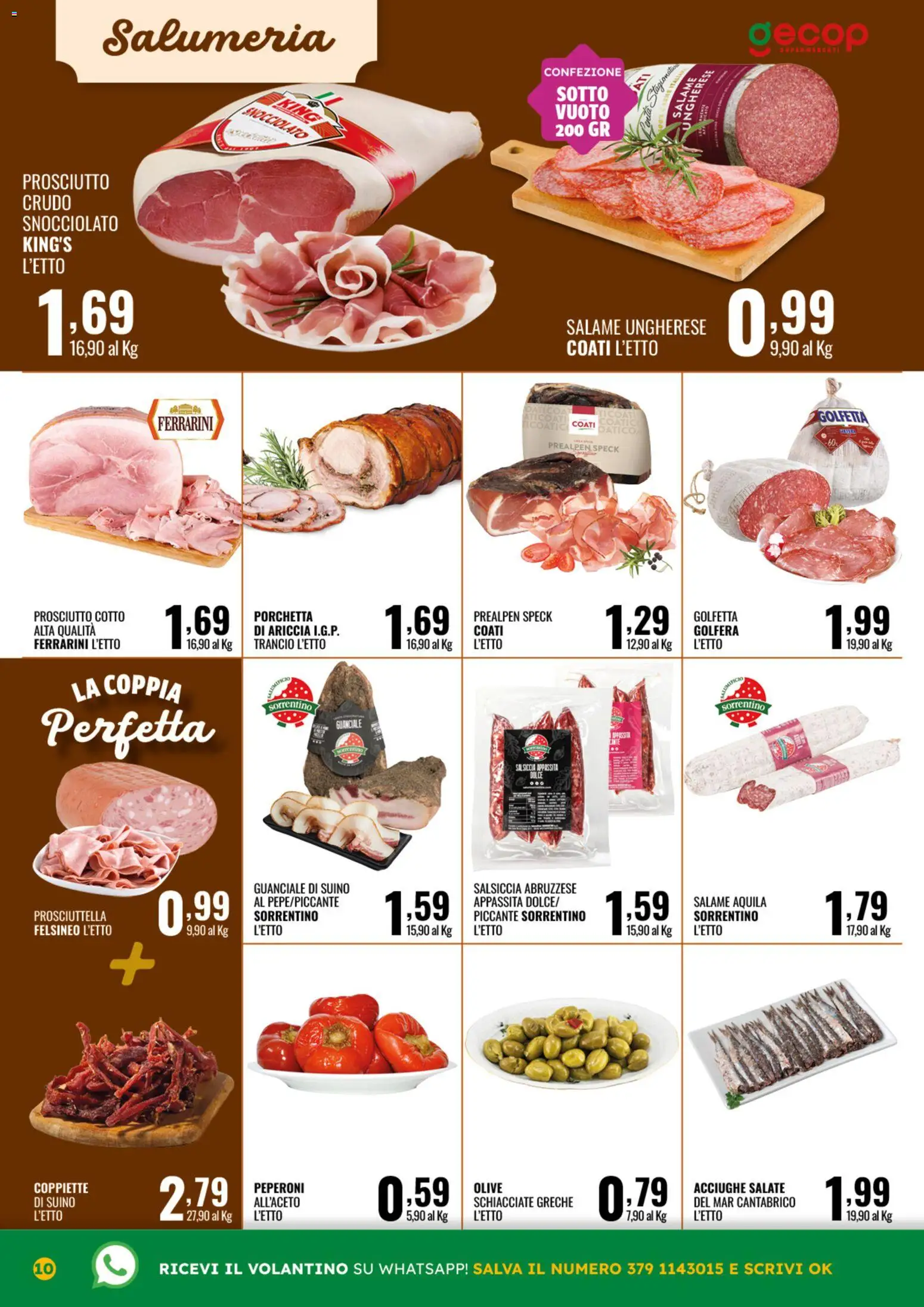 Volantino GECOP del 08.01.2026 | Pagina: 10 | Prodotti: Peperoni, Prosciutto, Salsiccia, Acciughe