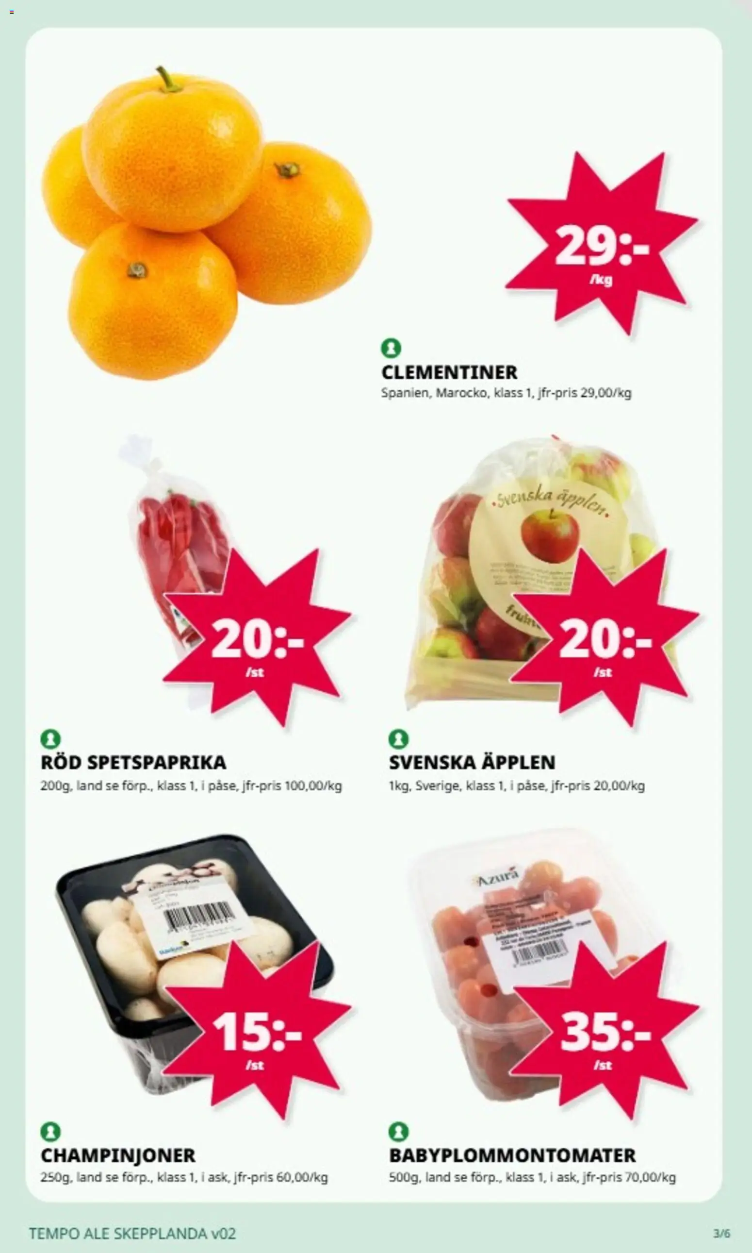 Tempo reklamblad aktuell från 05.01.2026 | Sida: 3 | Produkter: Champinjoner, Äpplen