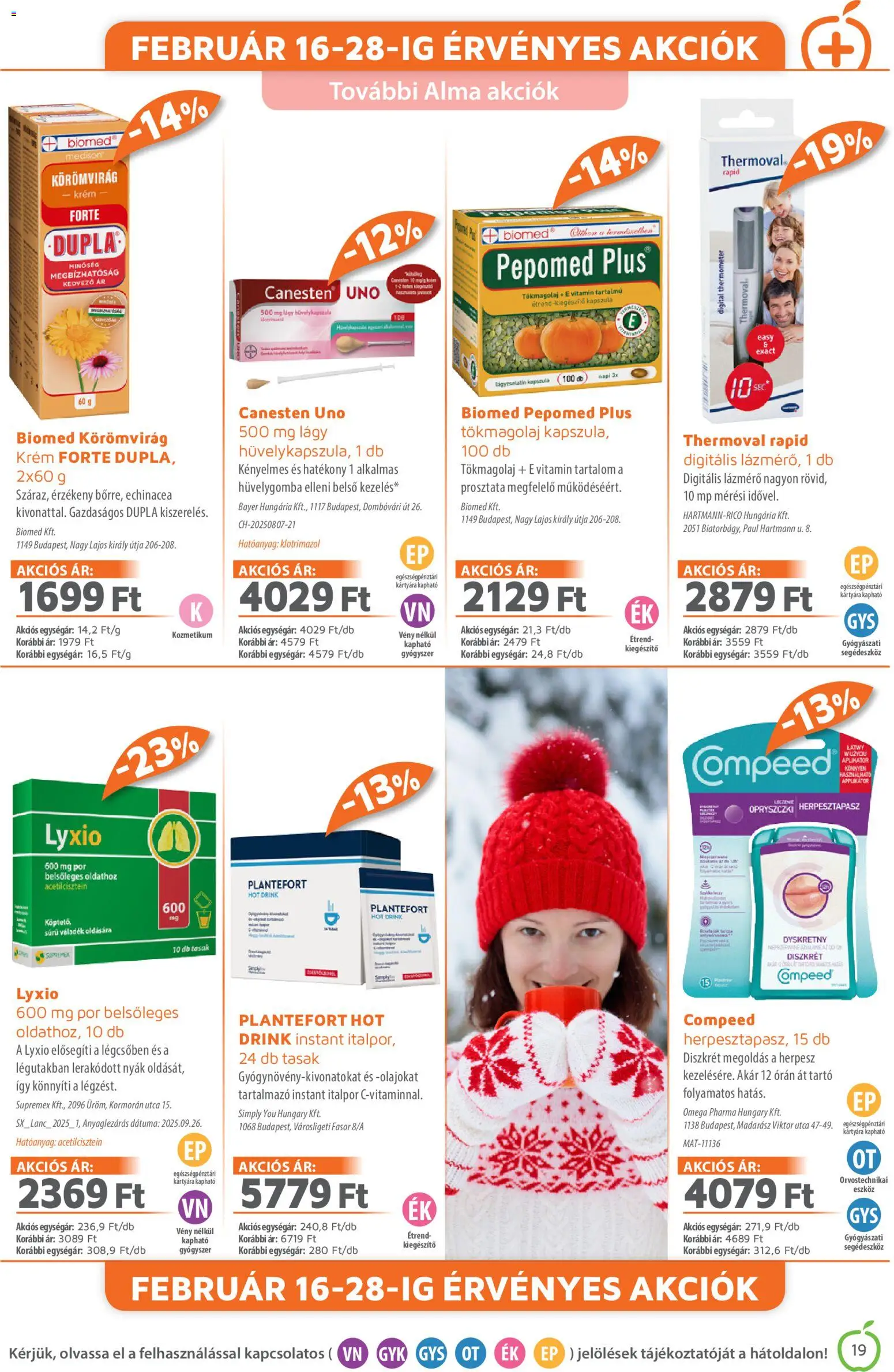 Alma Gyógyszertárak akciós ujság - amely érvényes a következő dátumtól: 01.02.2026 | Oldal: 19 | Termékek: E vitamin, Alma, Italpor, Tökmagolaj