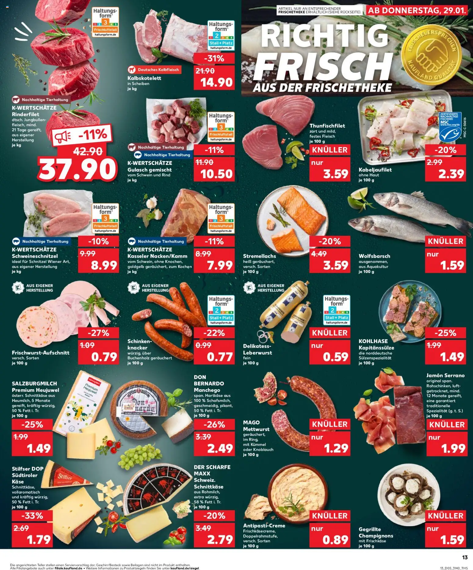 Kaufland prospekt Leipzig	 – gültig ab 29.01.2026 | Seite: 13 | Produkte: Käse, Rinderfilet, Schnitzel, Schinken