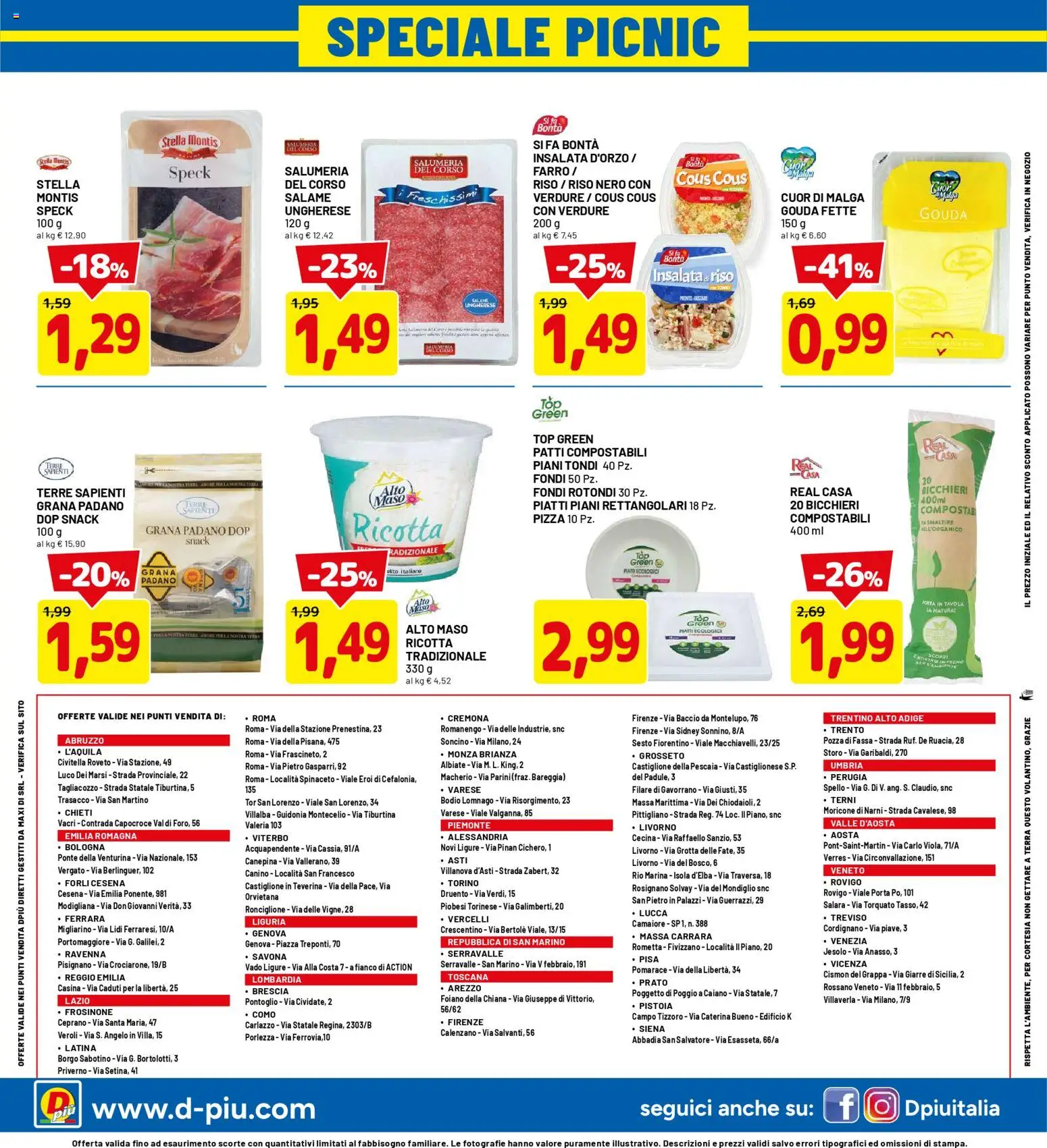Volantino D Più del 20.04.2026 | Pagina: 20 | Prodotti: Speck, Insalata, Cous cous, Grappa