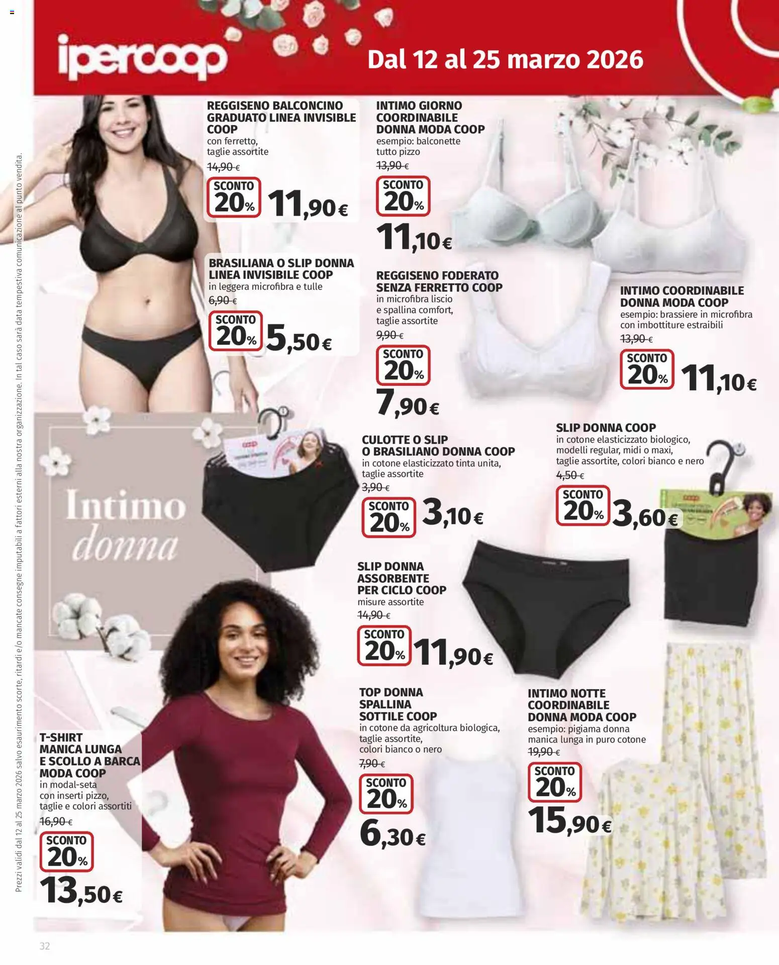 Volantino Ipercoop del 12.03.2026 | Pagina: 32 | Prodotti: Reggiseno, Slip, Top, Data