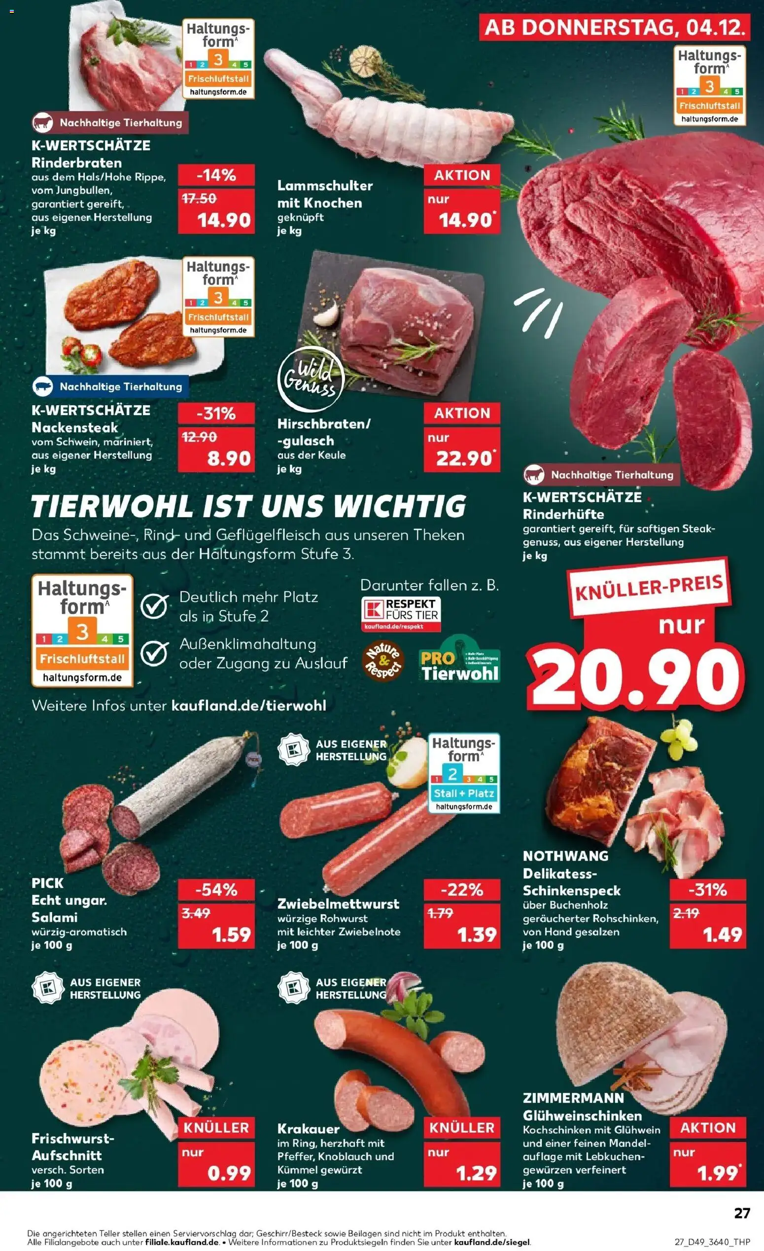 Kaufland prospekt Magdeburg	 – gültig ab 04.12.2025 | Seite: 27 | Produkte: Rinderbraten, Knoblauch, Salami, Steak