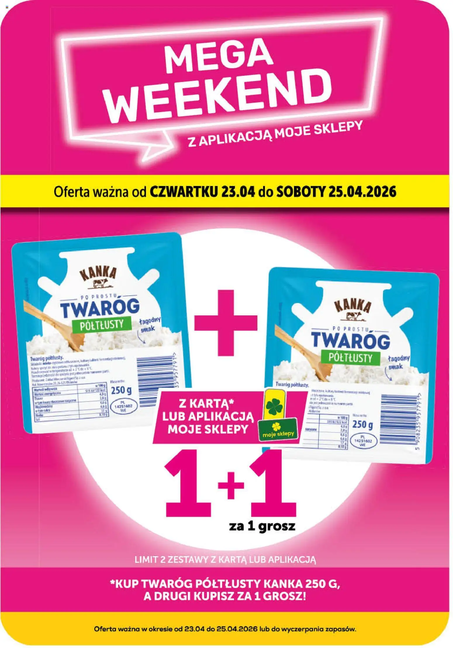 Groszek gazetka - Minimarket od 23.04.2026 | Strona: 4 | Produkty: Karta, Twaróg półtłusty, Twaróg