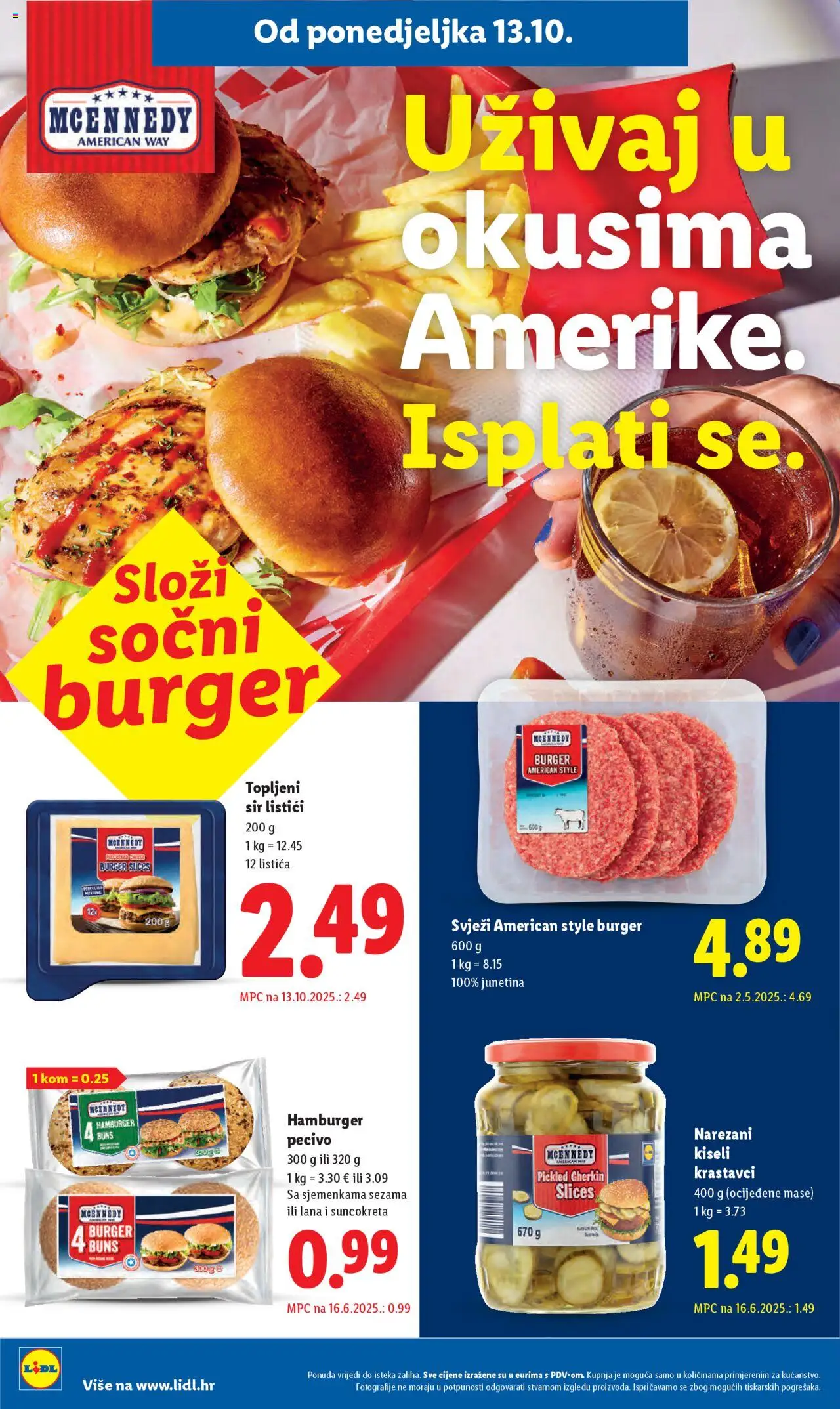 Lidl katalog | vrijedi od 13.10.2025 | Stranica: 10 | Proizvodi: Sir, Junetina, Hamburger, Pecivo