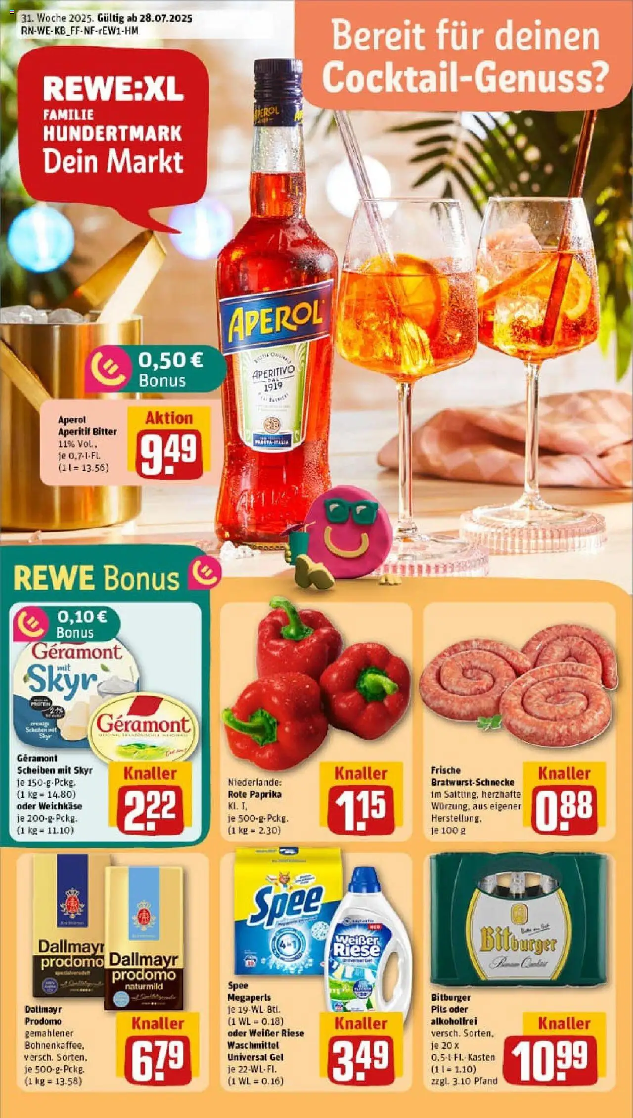 Rewe prospekt Kastellaun	 - gültig ab dem 27.07.2025 | Seite: 1 | Produkte: Bitburger, Geramont, Skyr, Aperol
