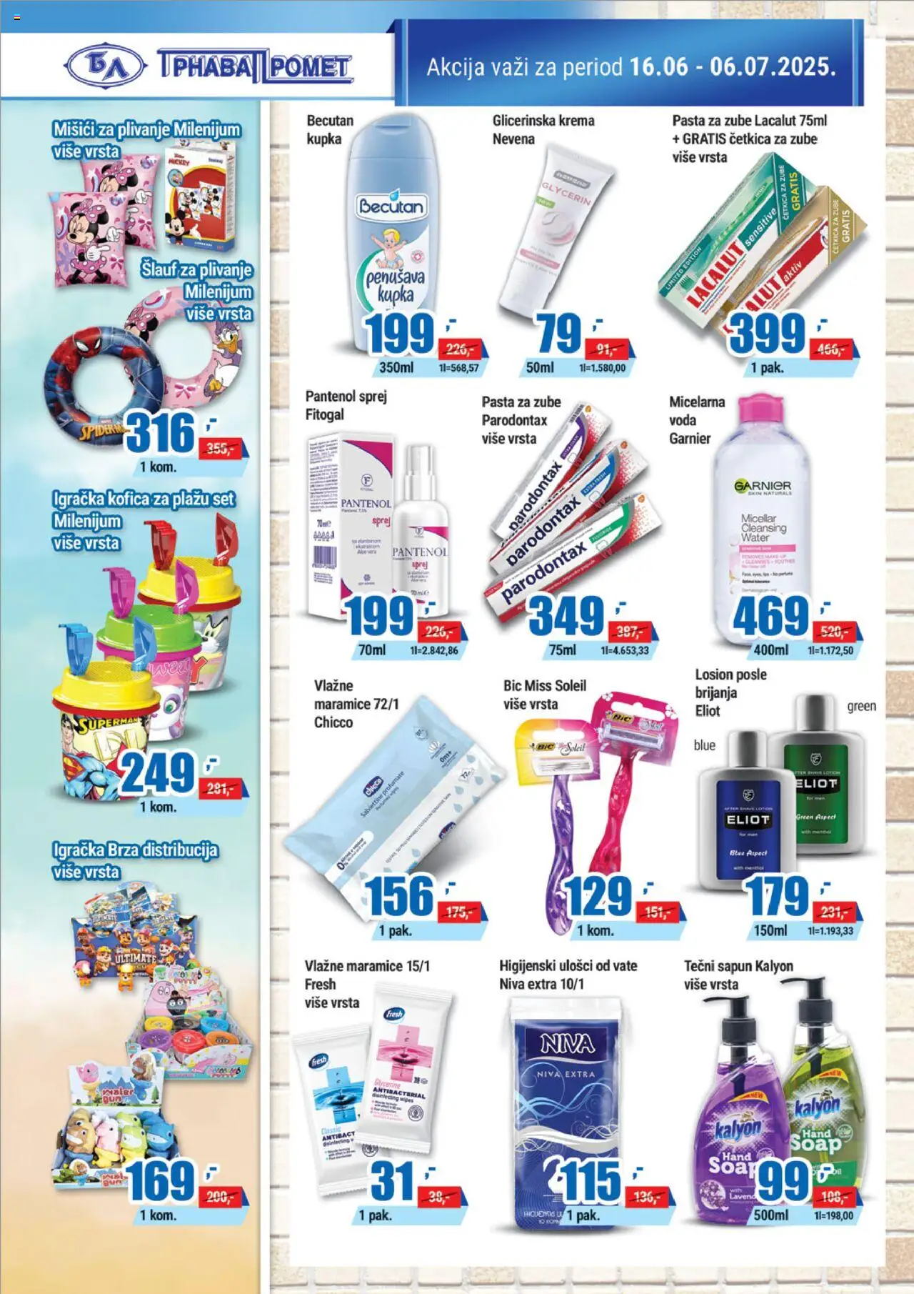Trnava Promet katalog - važi od 16.06.2025 | Strana: 20 | Proizvode: Tečni sapun, Higijenski ulošci, Vlažne maramice, Parodontax