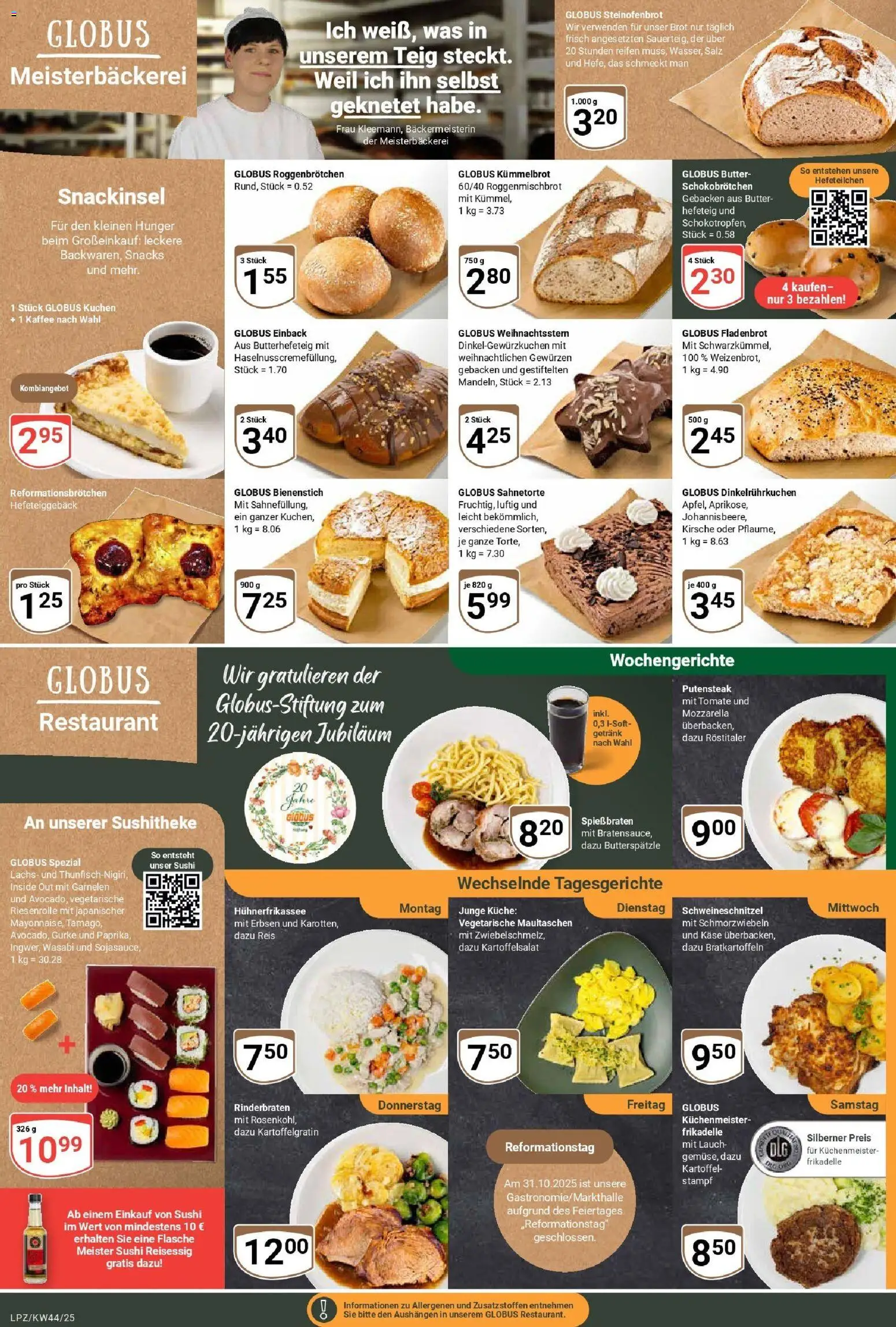 Globus prospekt Leipzig	 – gültig ab 26.10.2025 | Seite: 7 | Produkte: Garnelen, Lachs, Maultaschen, Kuchen
