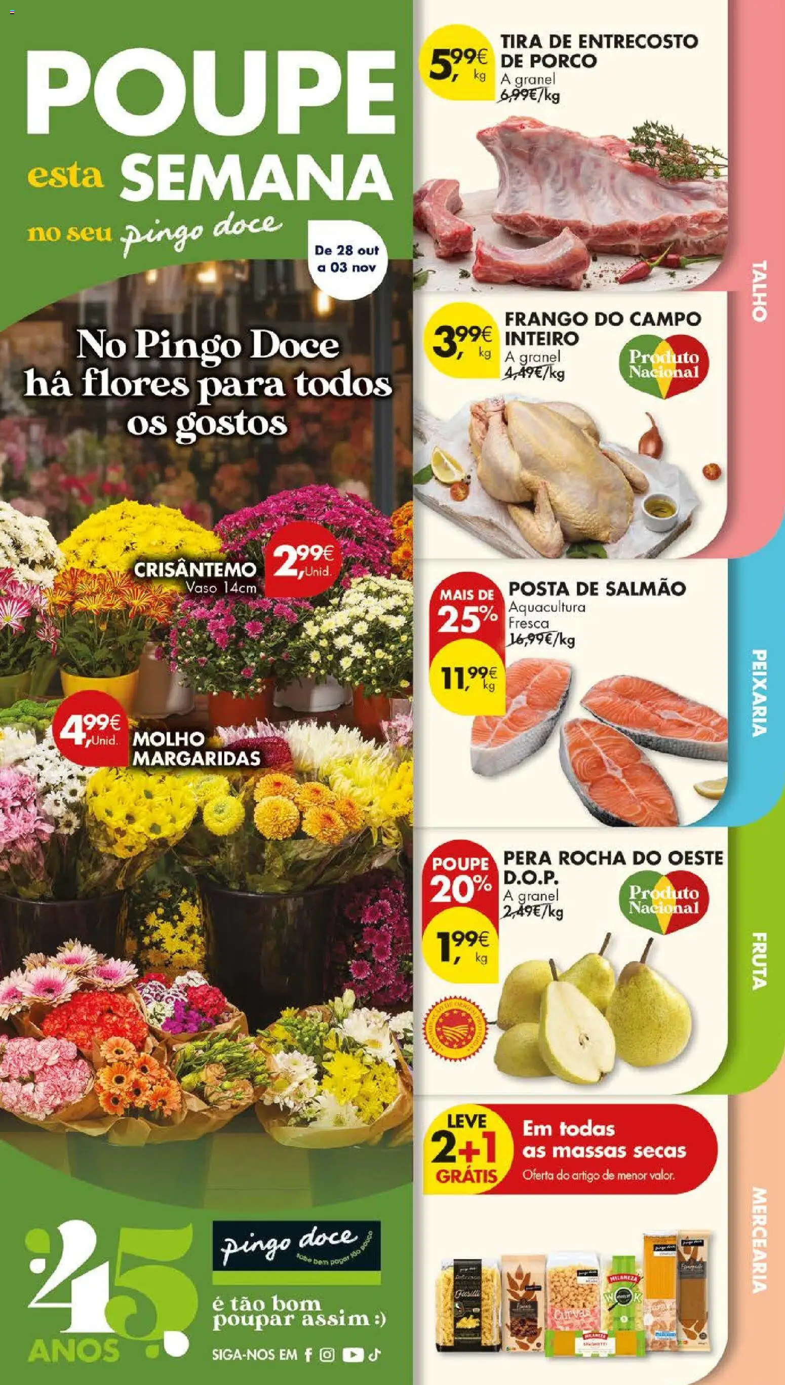 Pingo Doce folheto │ válido de 28.10.2025 | Página: 1 | Produtos: Flores, Milaneza, Frango, Vaso