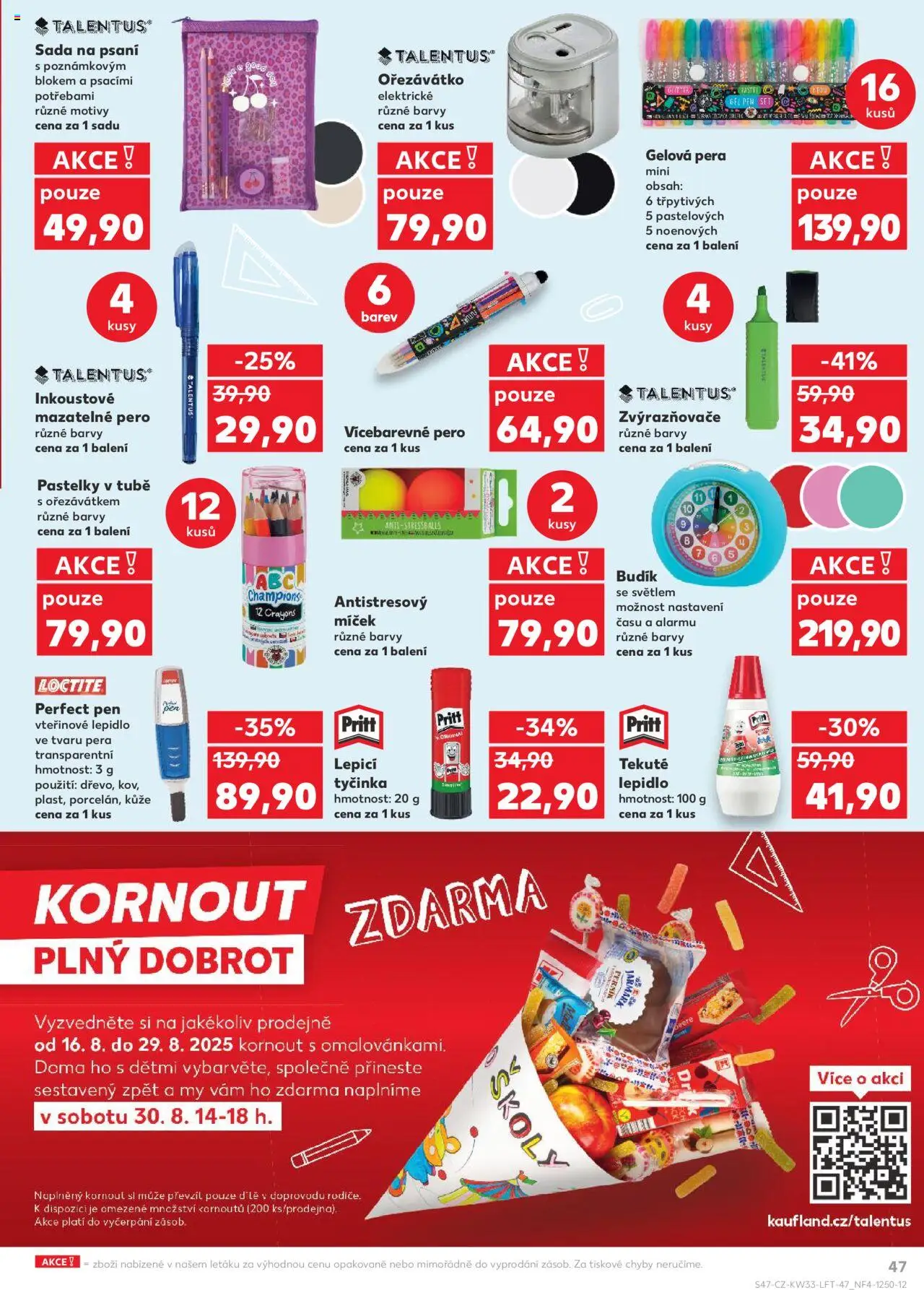 Kaufland leták - Brno od 13.08.2025 | Strana: 47 | Produkty: Pastelky, Perník, Budík, Elektrické ořezávátko