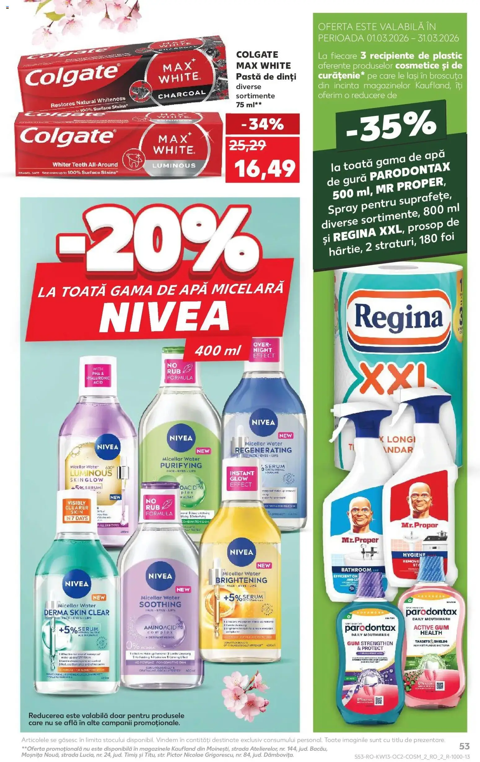 Noul catalog Kaufland – valabil de la 25.03.2026 | Pagină: 53 | Produse: Serum, Apă micelară, Pastă de dinți, Apă