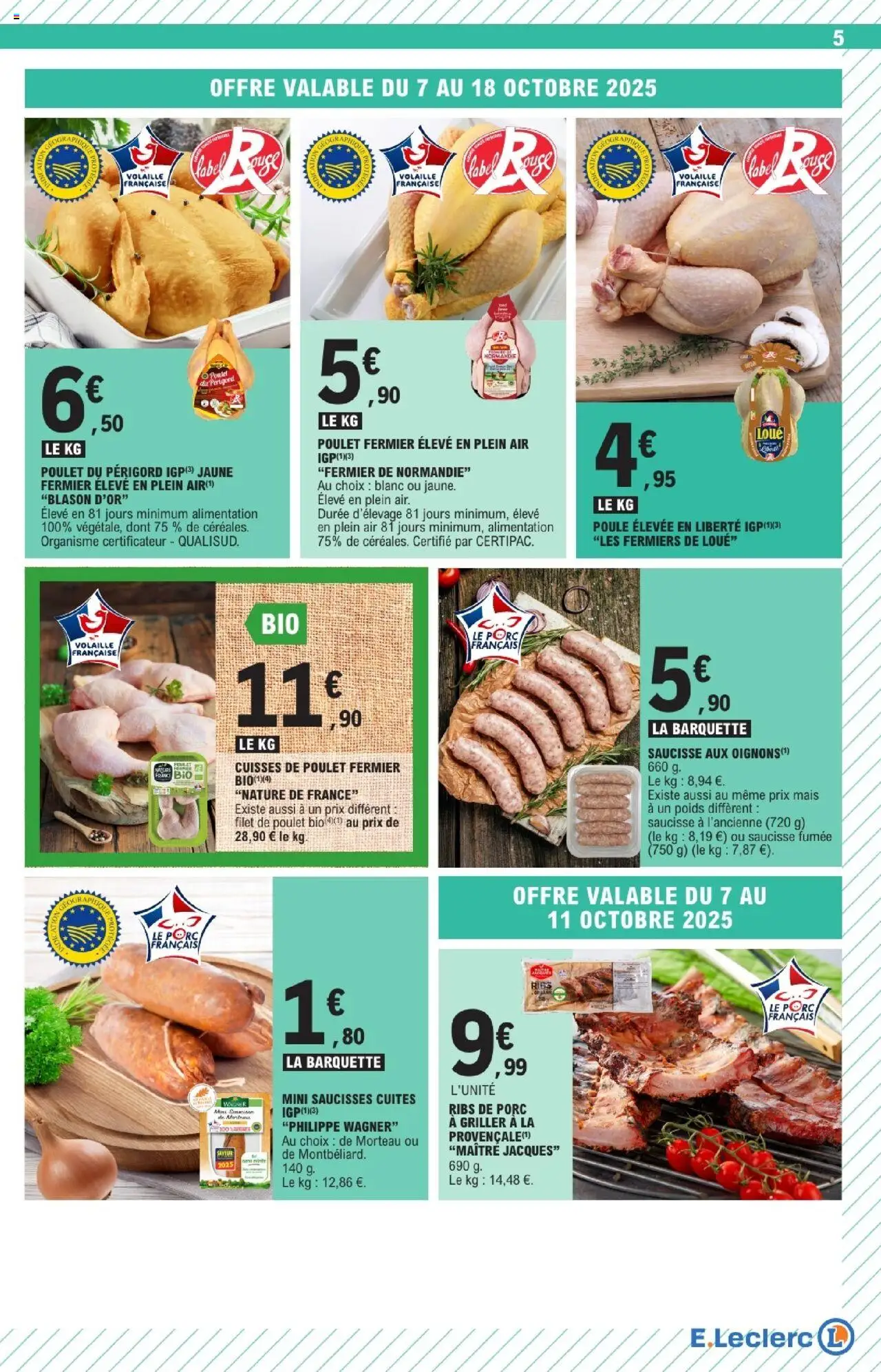 {H1} | Page: 5 | Produits: Cuisses de poulet, Volaille, Saucisse fumée, Porc