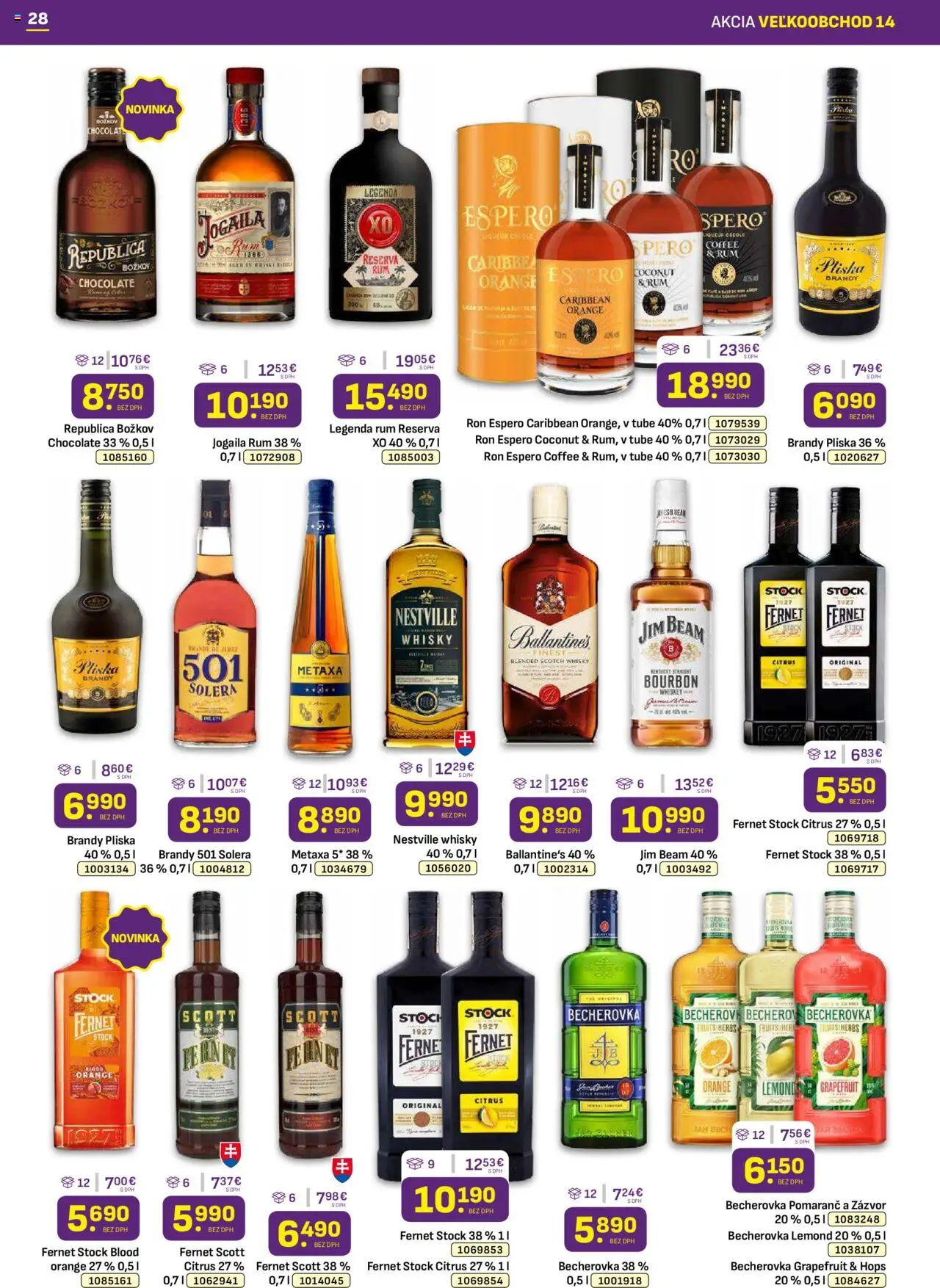 Libex leták │ platný od 14.07.2025 | Strana: 28 | Produkty: Becherovka, Pero, Fernet, Rum