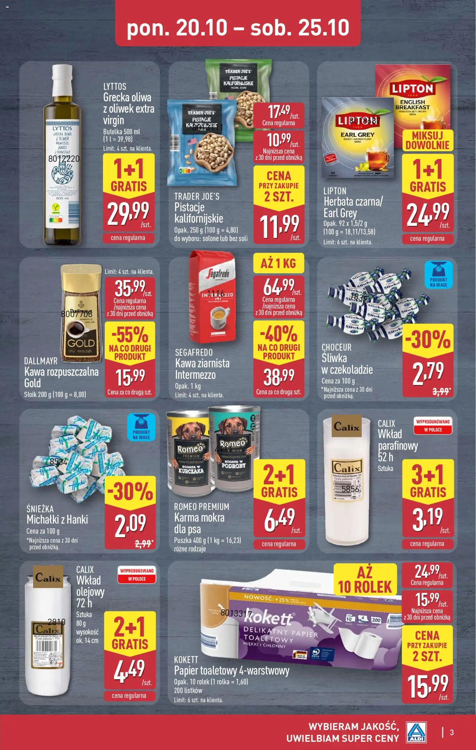 Aldi Gazetka - Okazje na weekend od 23.10.2025 | Strona: 3 | Produkty: Oliwa z oliwek, Papier toaletowy, Kawa ziarnista, Kawa rozpuszczalna