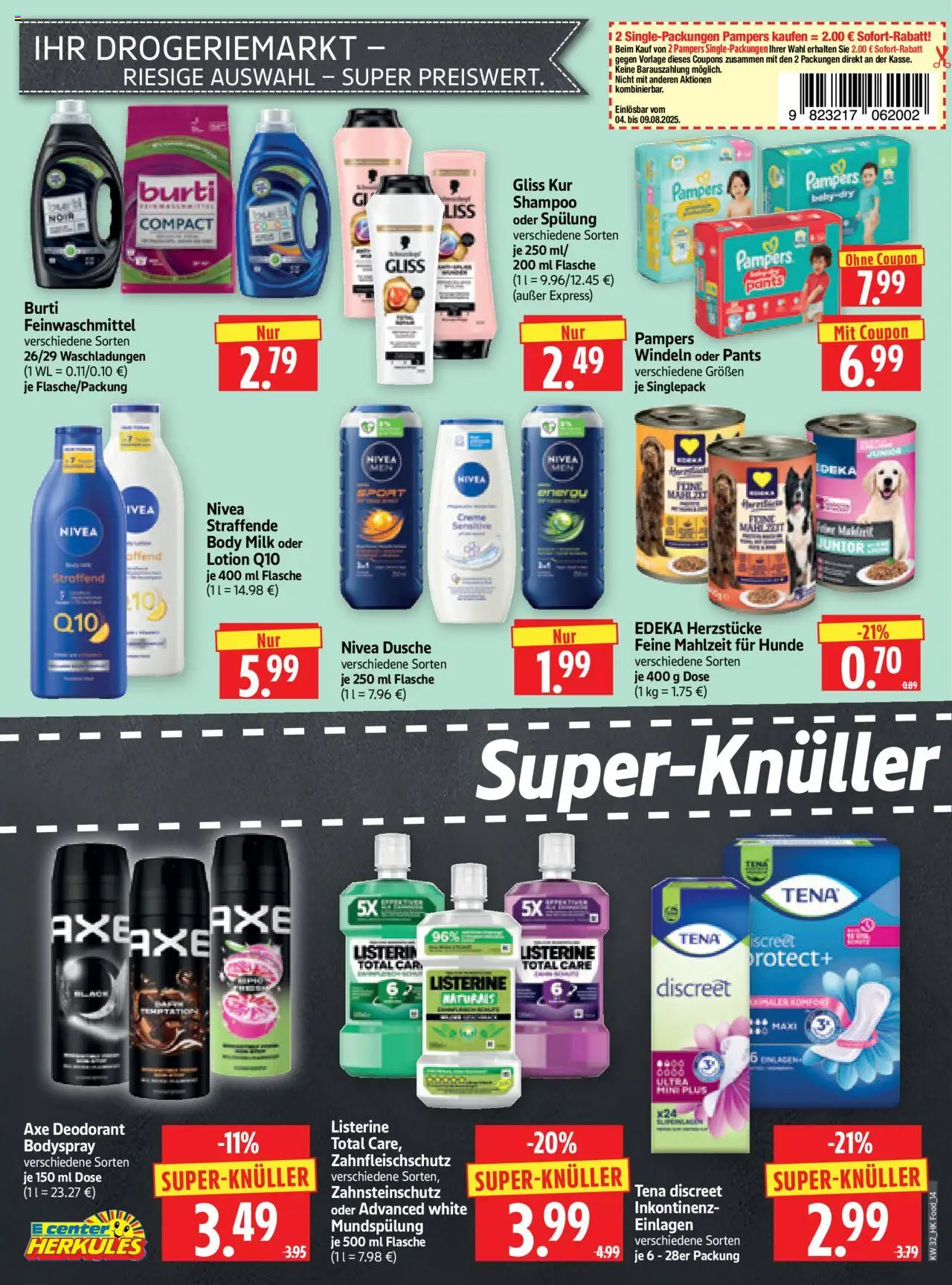 HERKULES Prospekt - gültig ab dem 04.08.2025 | Seite: 14 | Produkte: Dusche, Deodorant, Axe, Listerine
