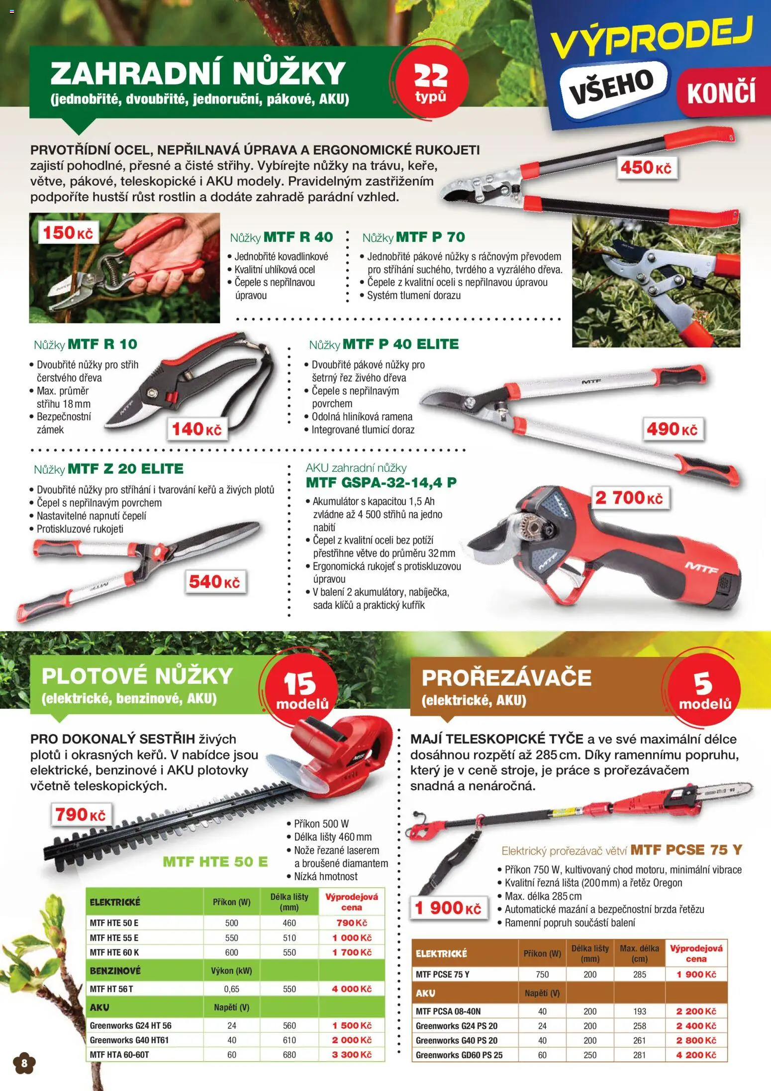 Mountfield leták od 01.03.2026 | Strana: 8 | Produkty: Kufřík, Prořezávač větví, Nůžky, Nože