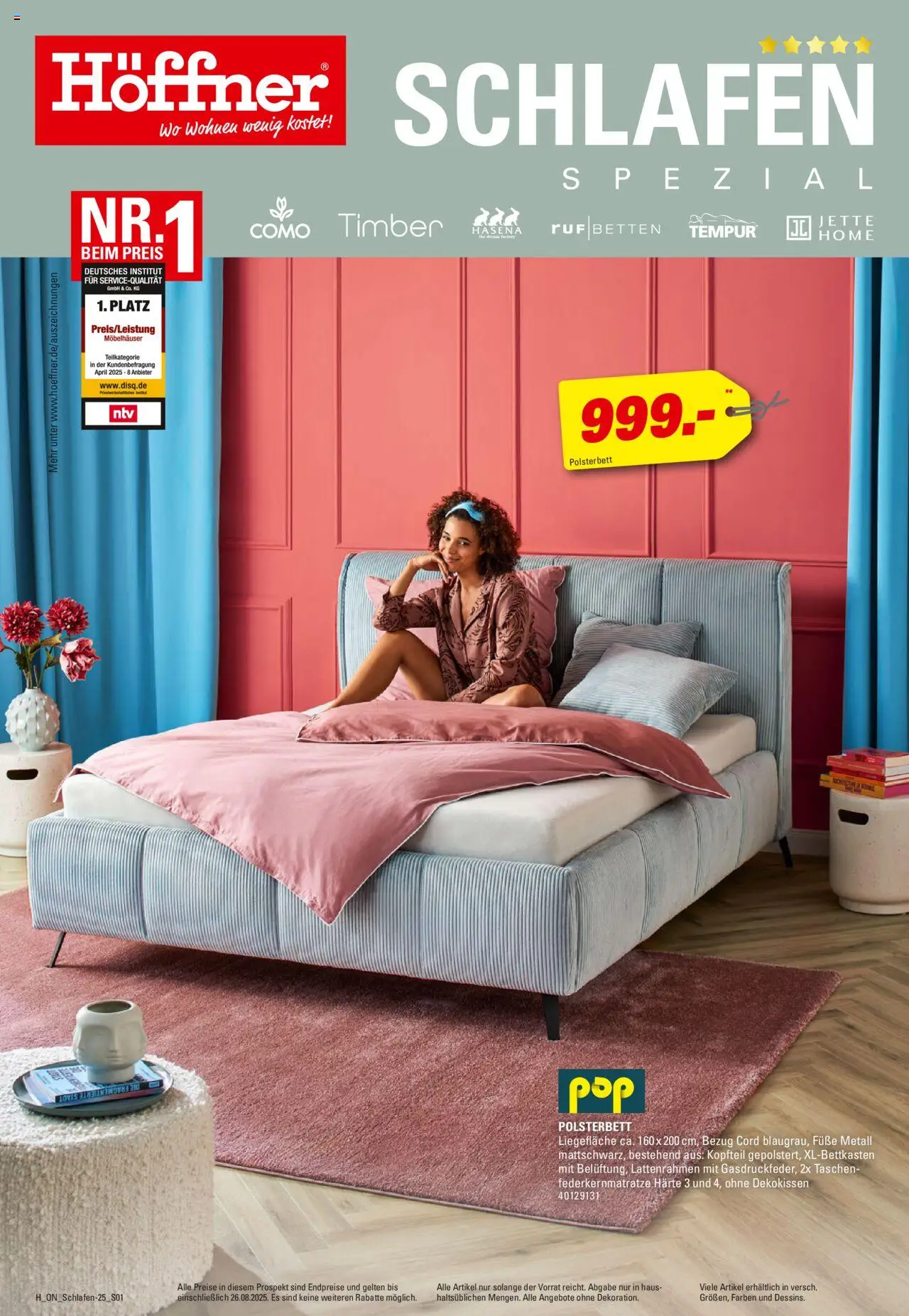 Höffner - Wohnen Spezial - gültig ab dem 13.08.2025 | Seite: 1 | Produkte: Polsterbett