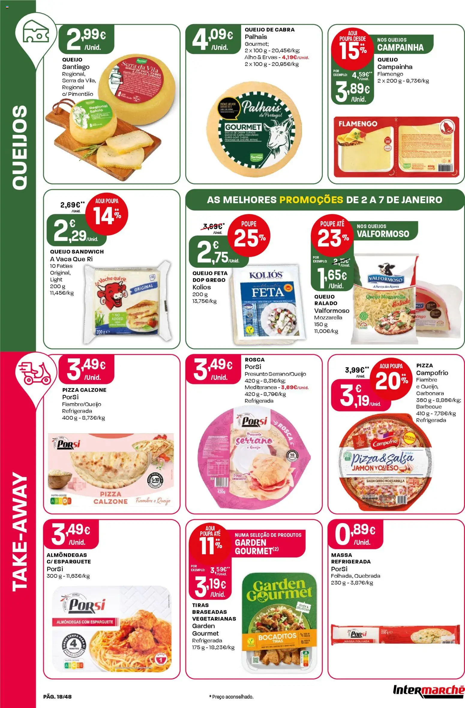 Intermarché folheto │ válido de 02.01.2026 | Página: 18 | Produtos: Esparguete, Pimentão, Campainha, Queijo