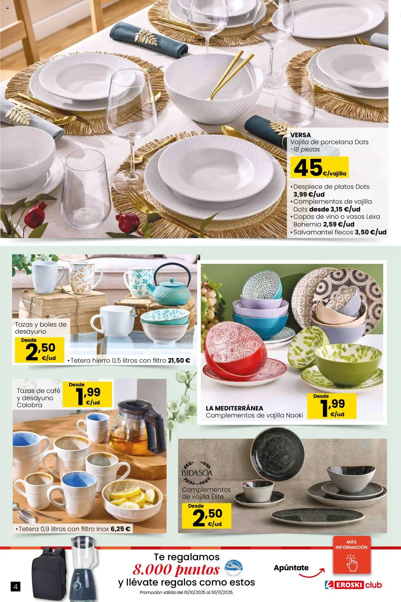 Eroski - Oh! Qué chef │ válido desde el 09.10.2025 | Página: 4 | Productos: Tetera, Café, Vino, Té