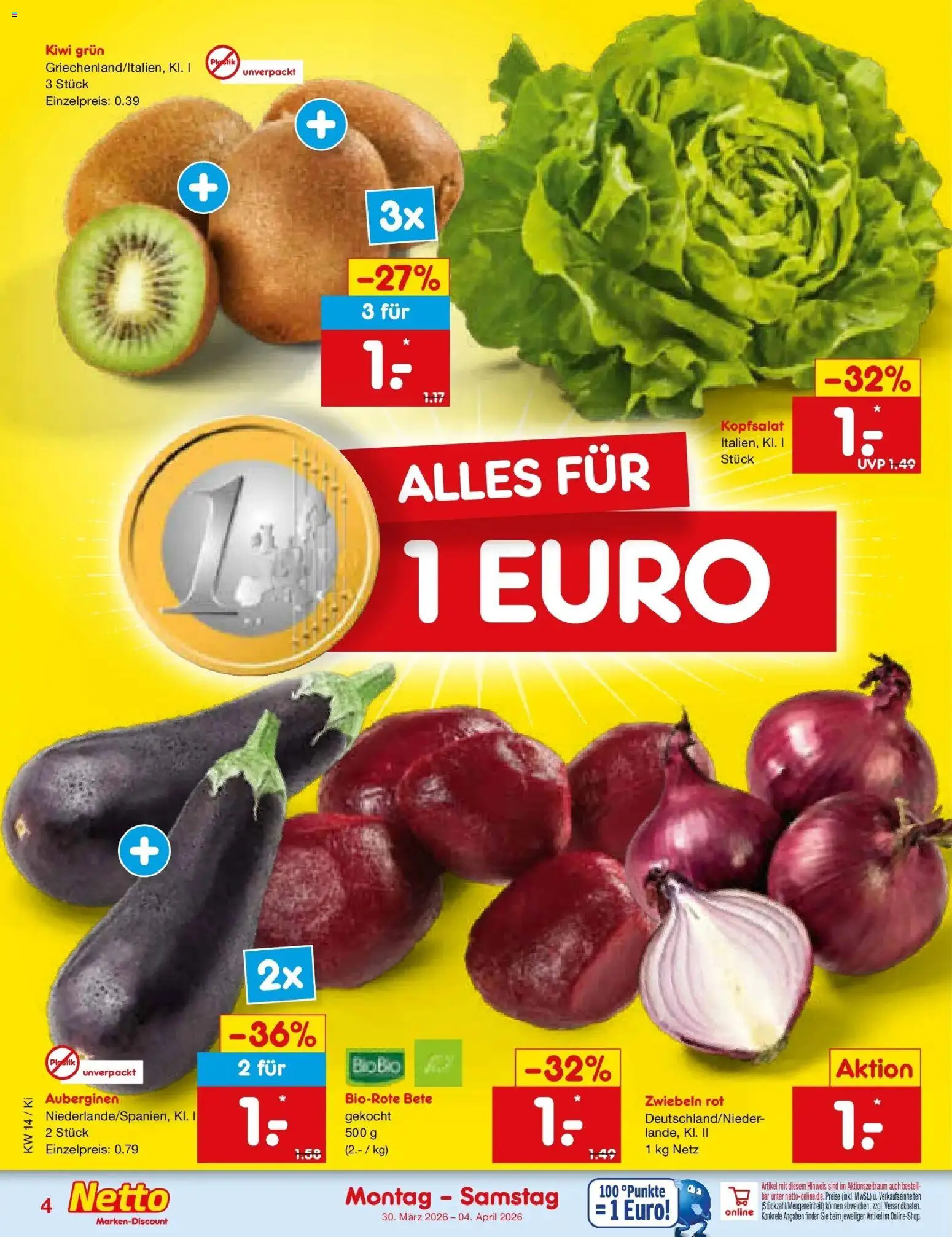 Netto Marken-Discount Prospekt Oberhaid	 – gültig ab 30.03.2026 | Seite: 4 | Produkte: Zwiebeln, Kiwi