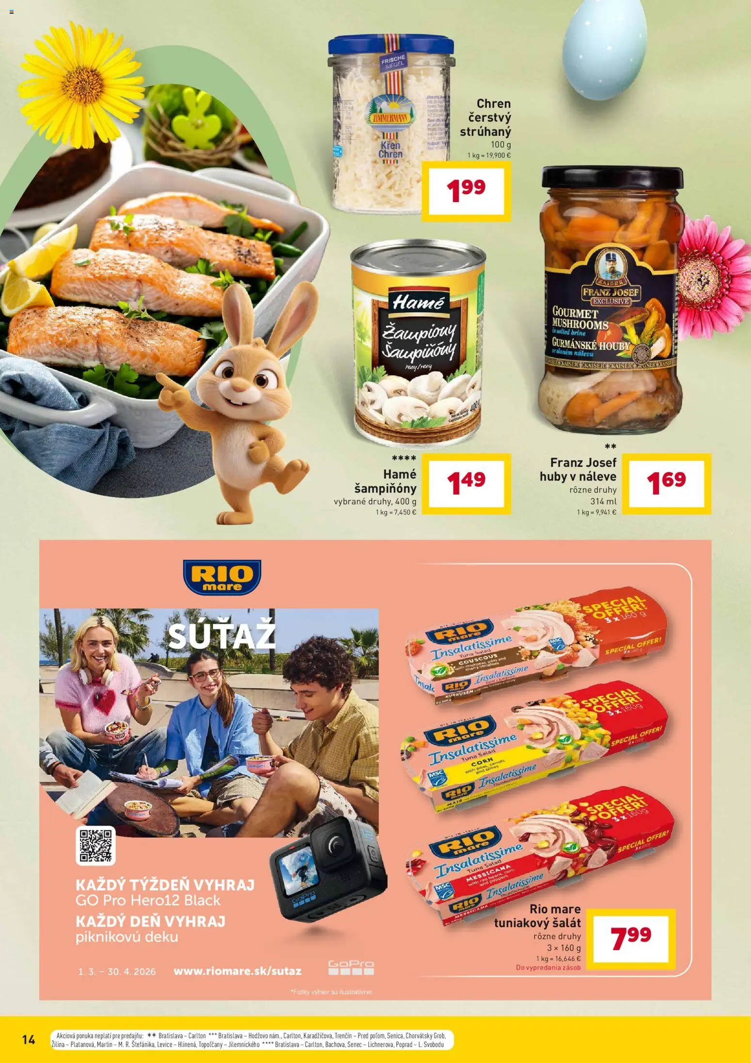 Nové Billa akcie – leták je platný od 11.03.2026 | Strana: 14 | Produkty: Chren, Rio Mare, Šalát